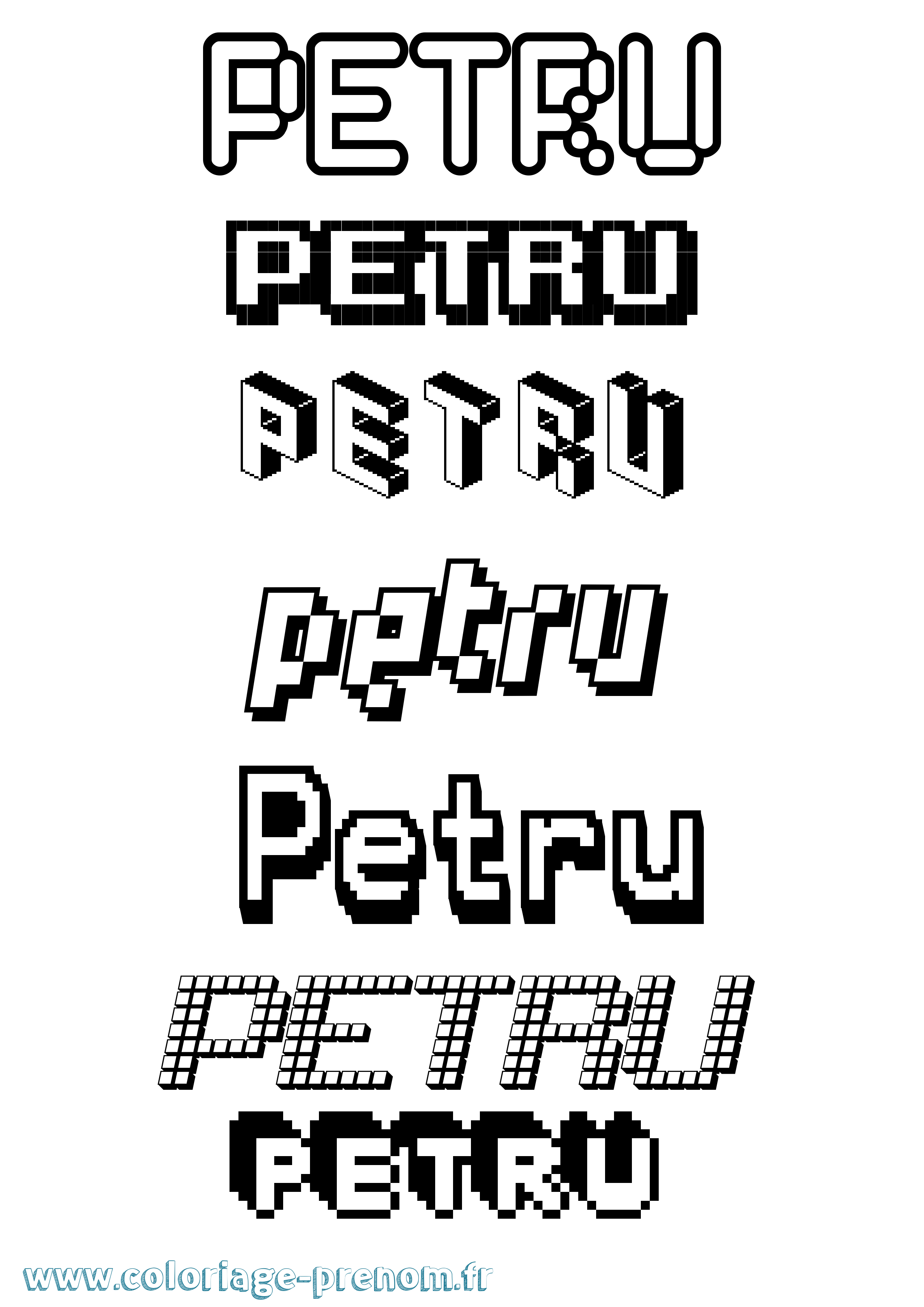 Coloriage prénom Petru Pixel