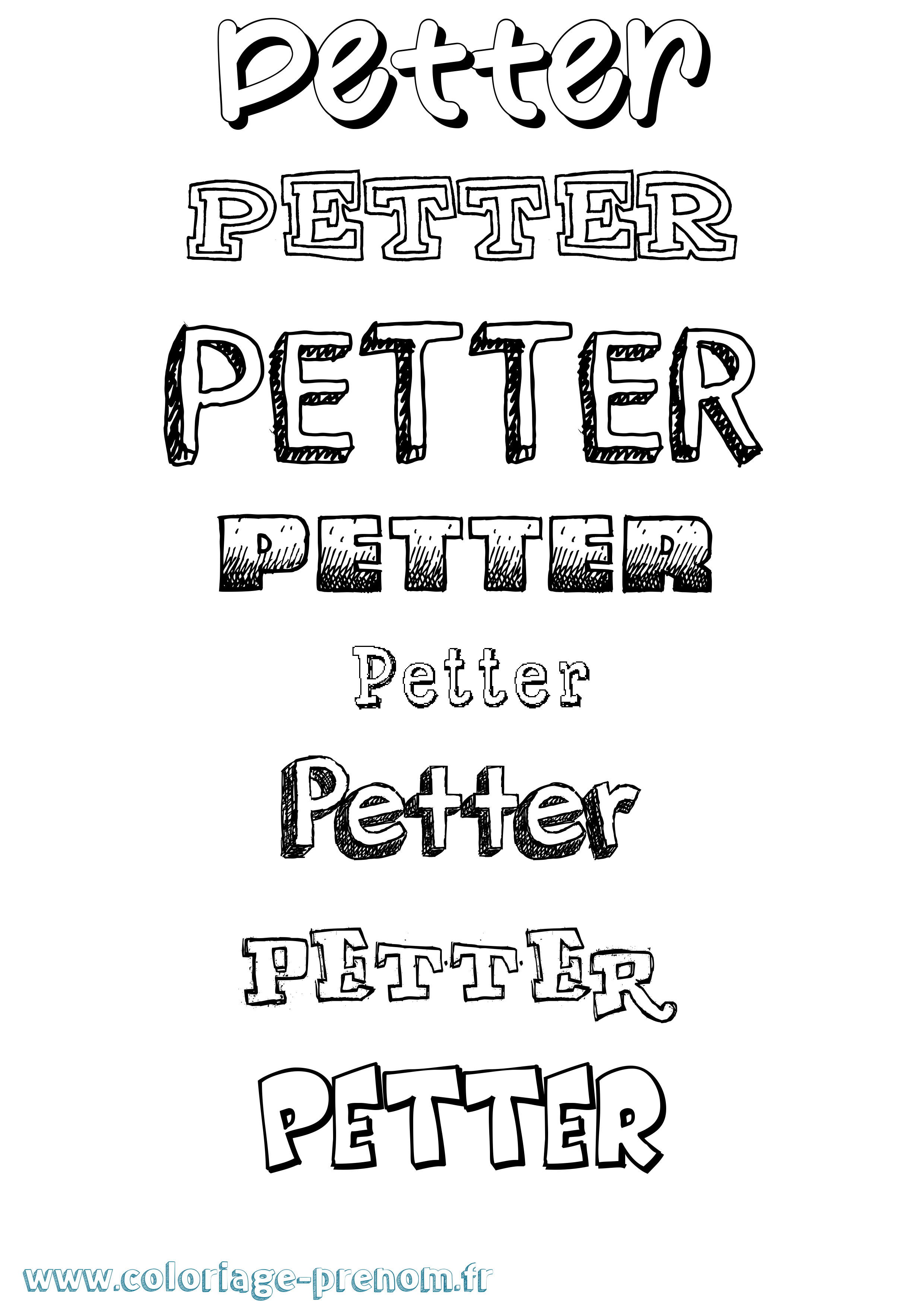 Coloriage prénom Petter Dessiné