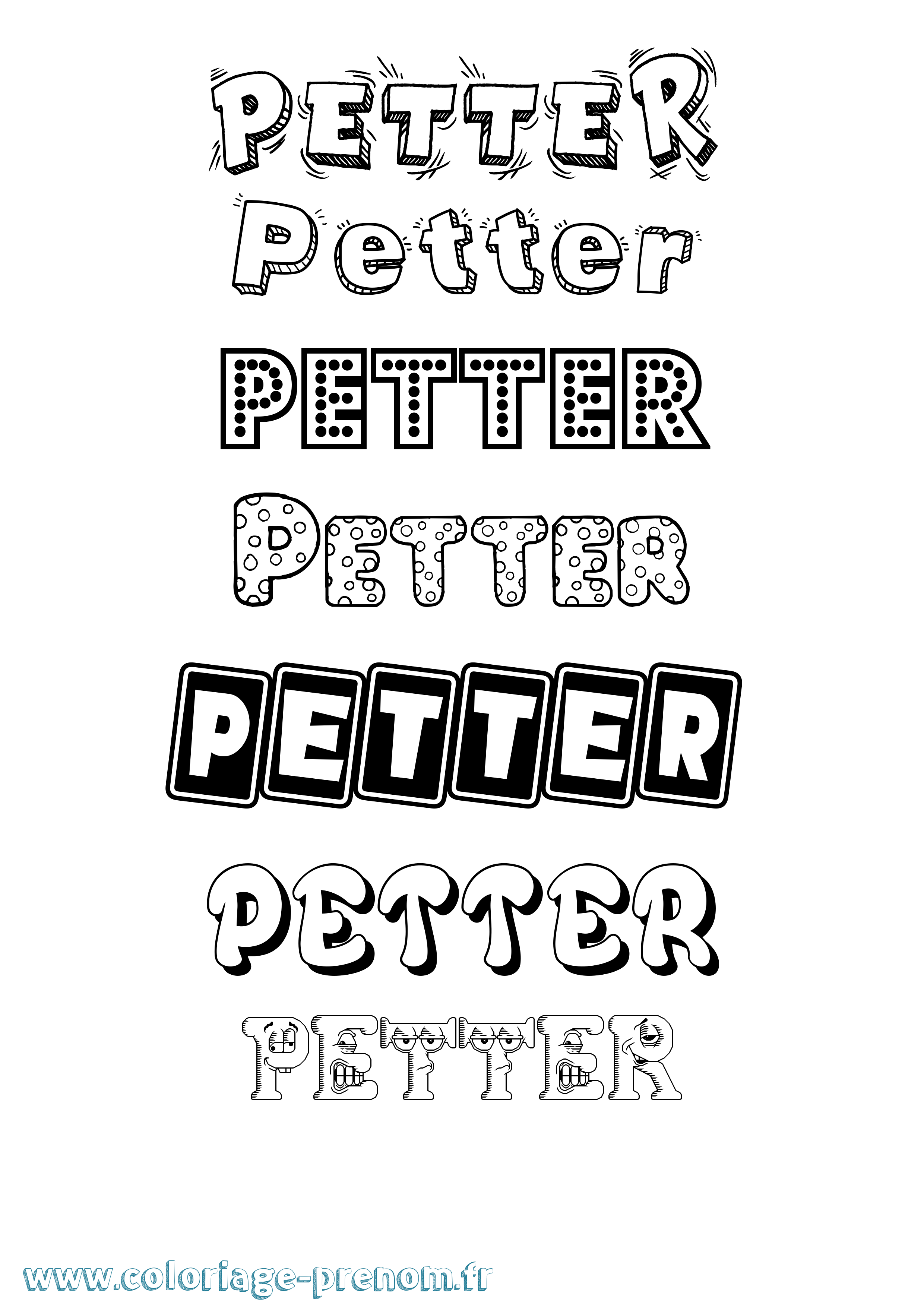 Coloriage prénom Petter Fun