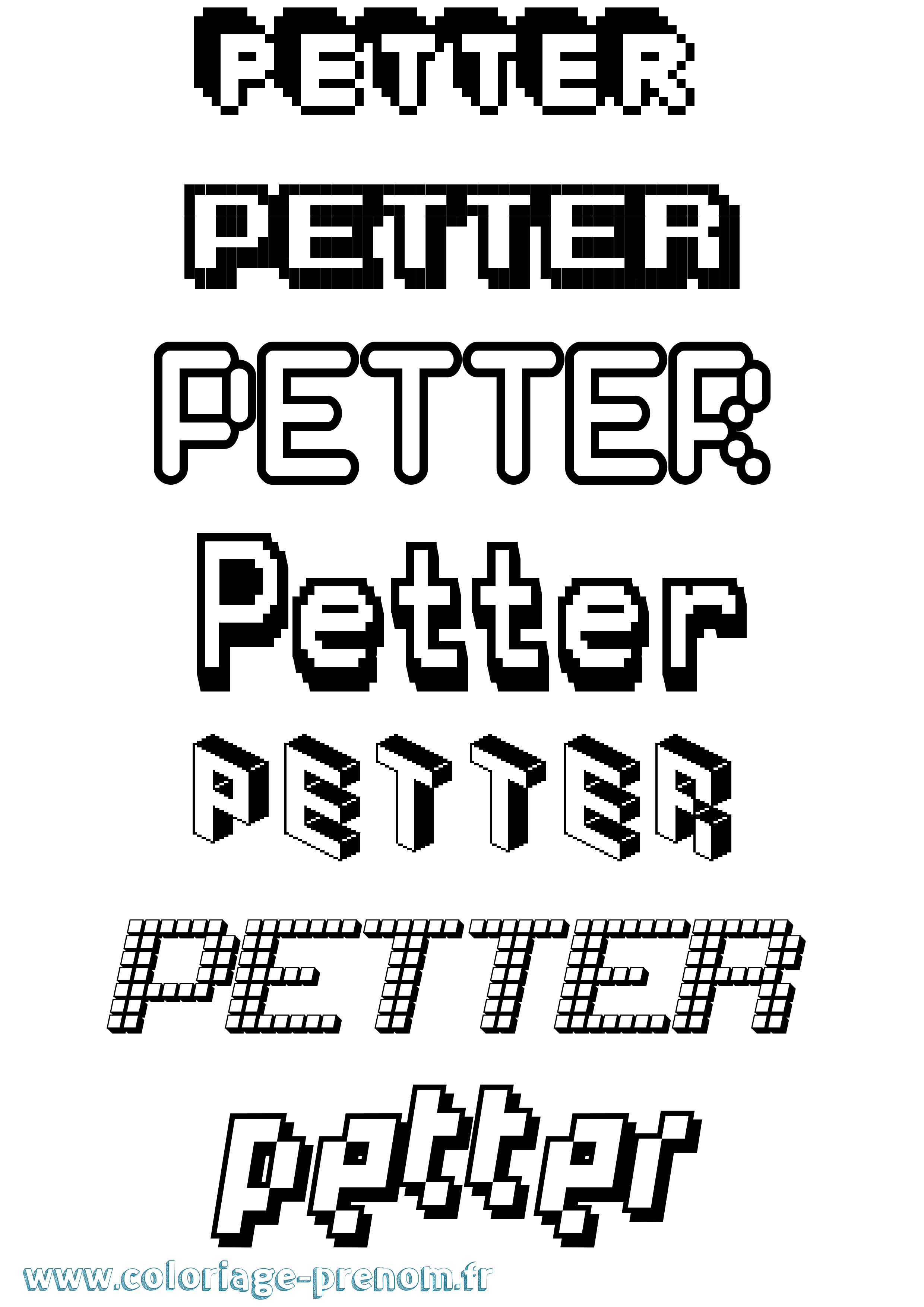 Coloriage prénom Petter Pixel