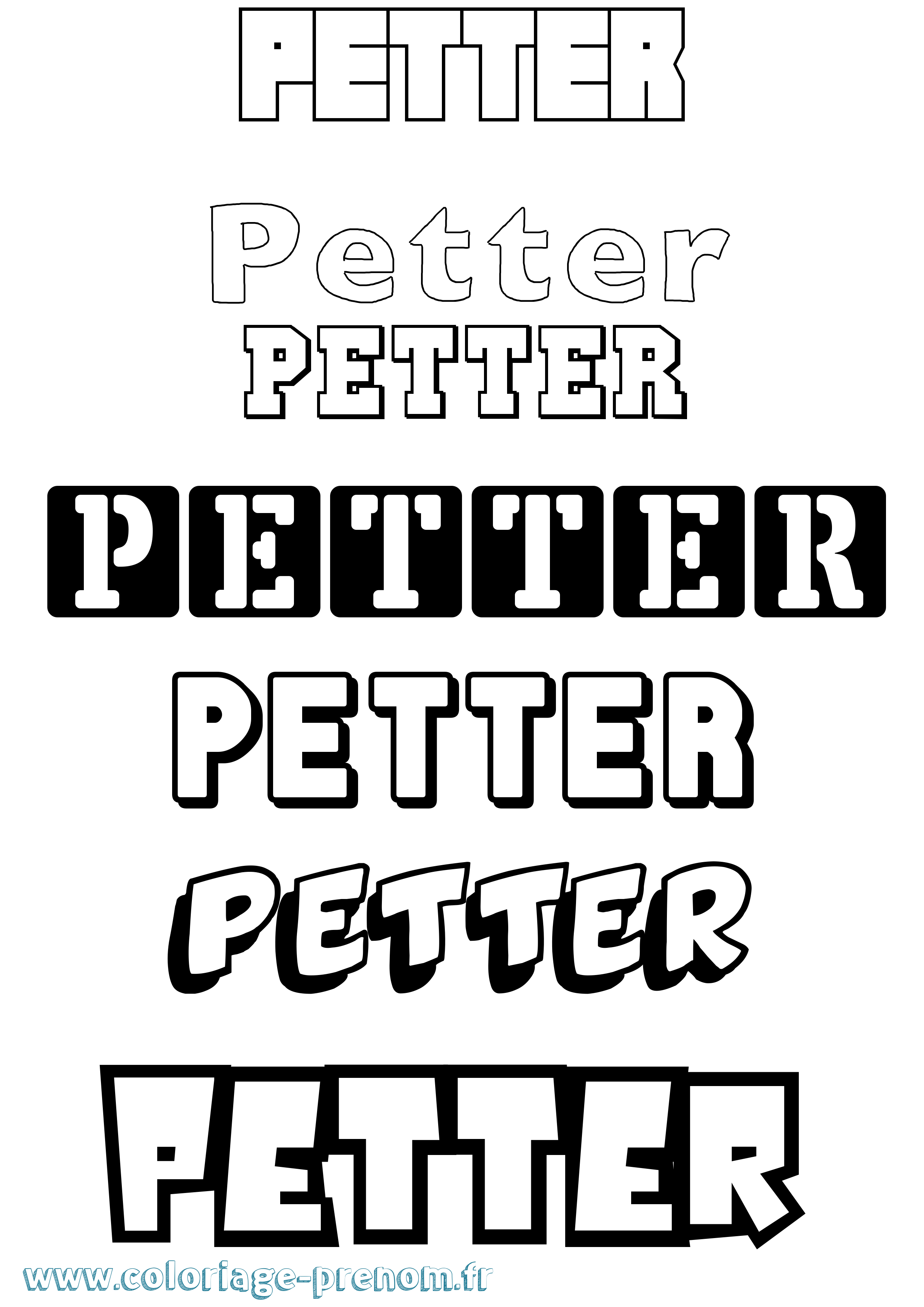 Coloriage prénom Petter Simple