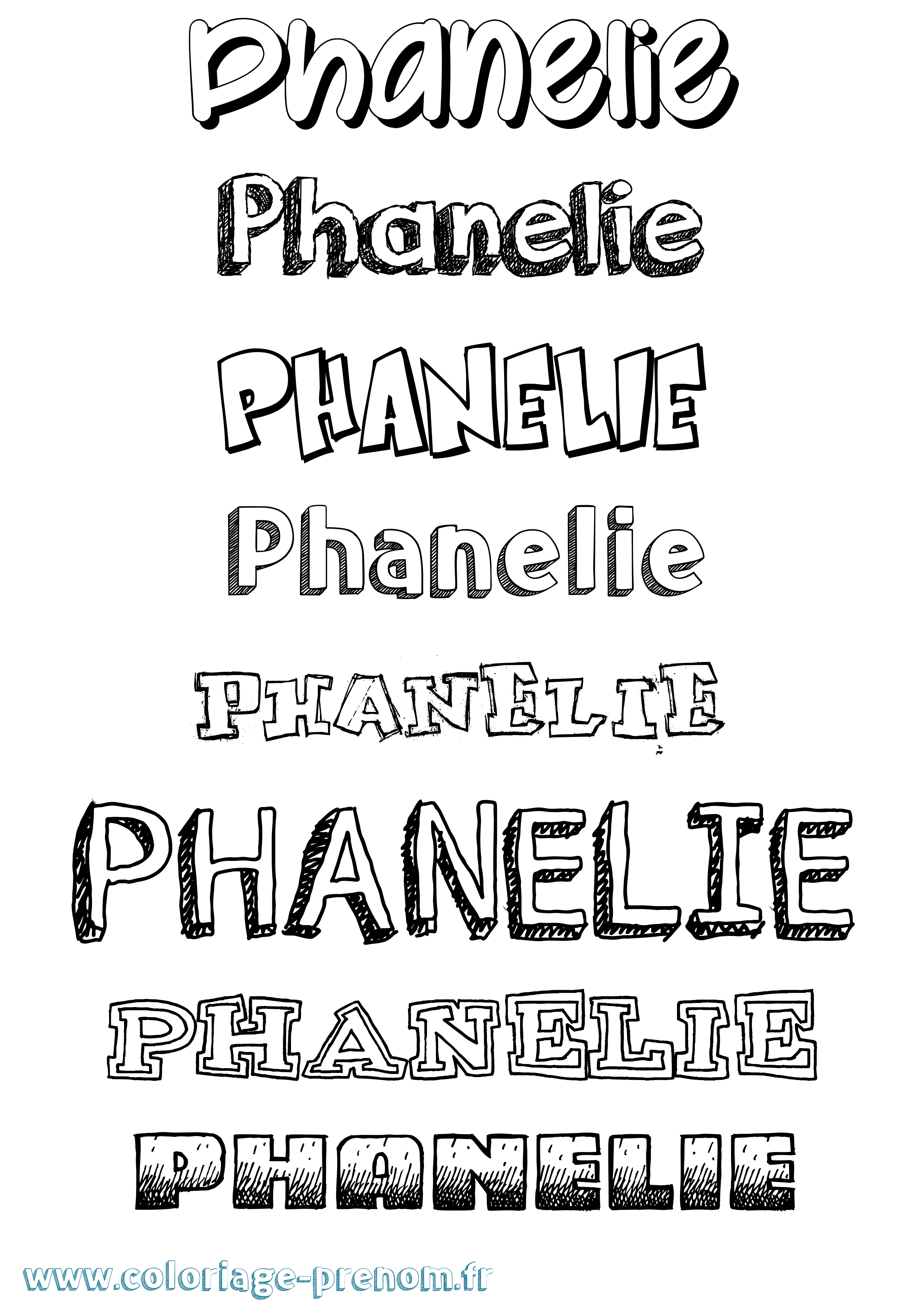 Coloriage prénom Phanelie Dessiné