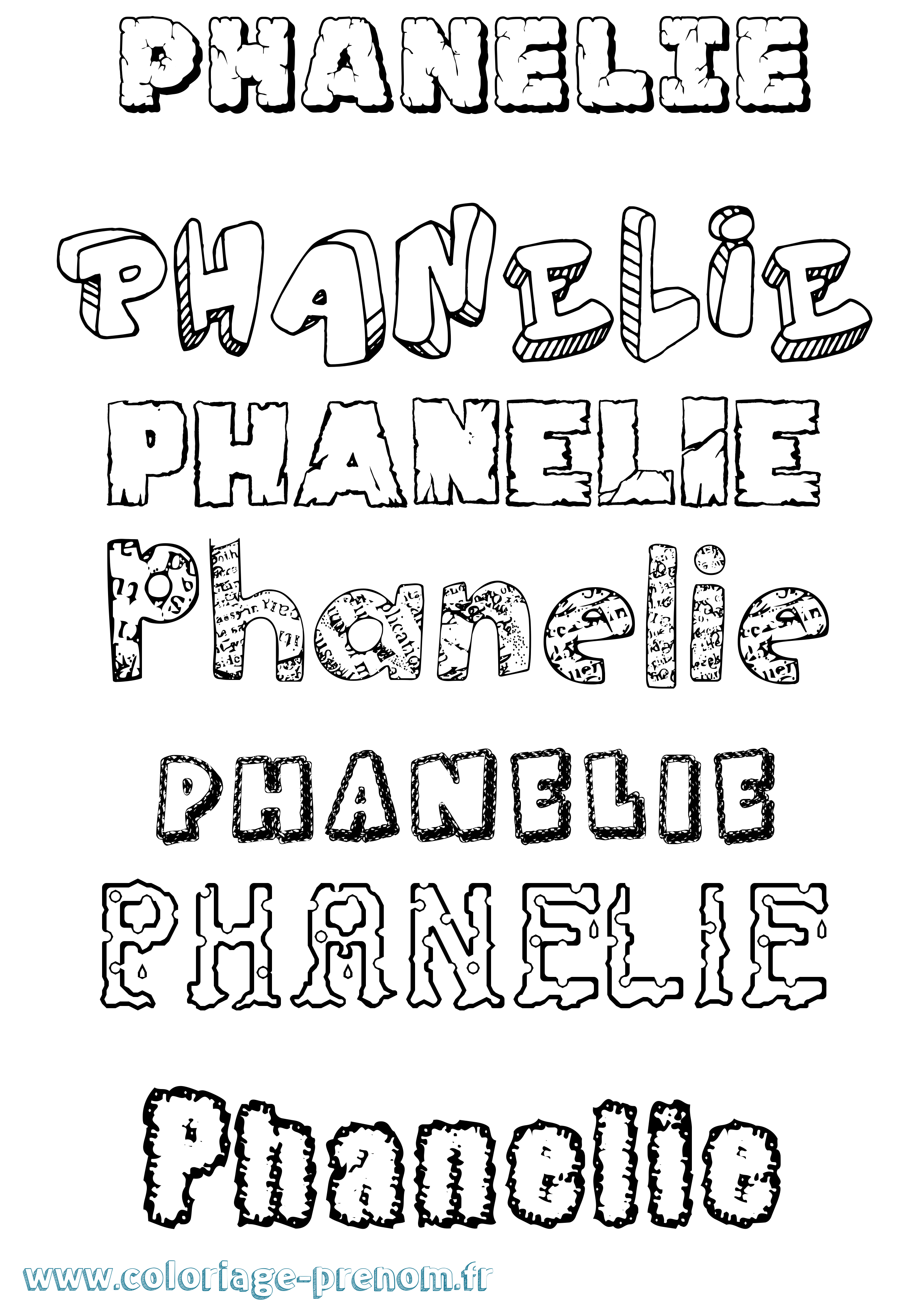 Coloriage prénom Phanelie Destructuré