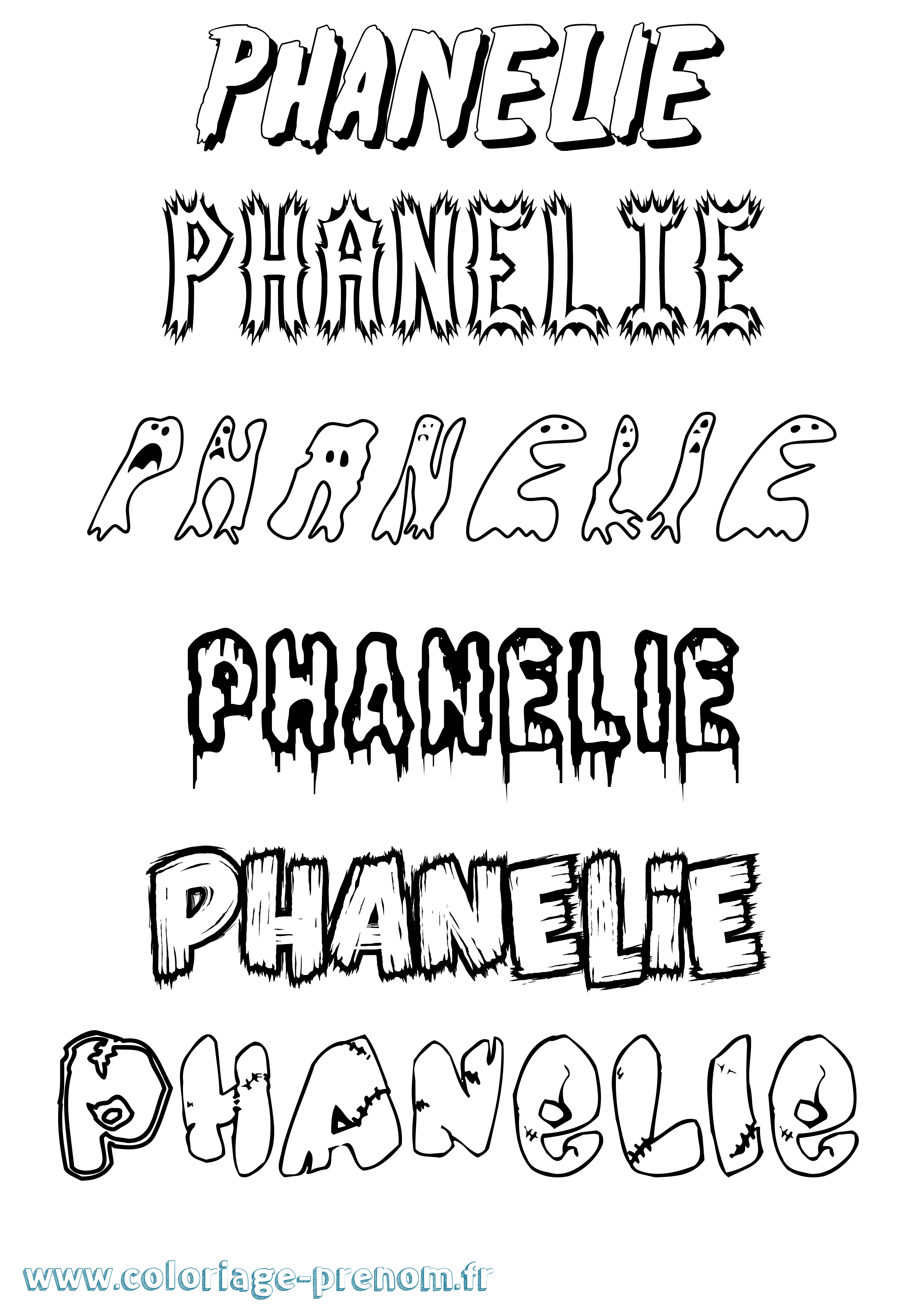 Coloriage prénom Phanelie Frisson