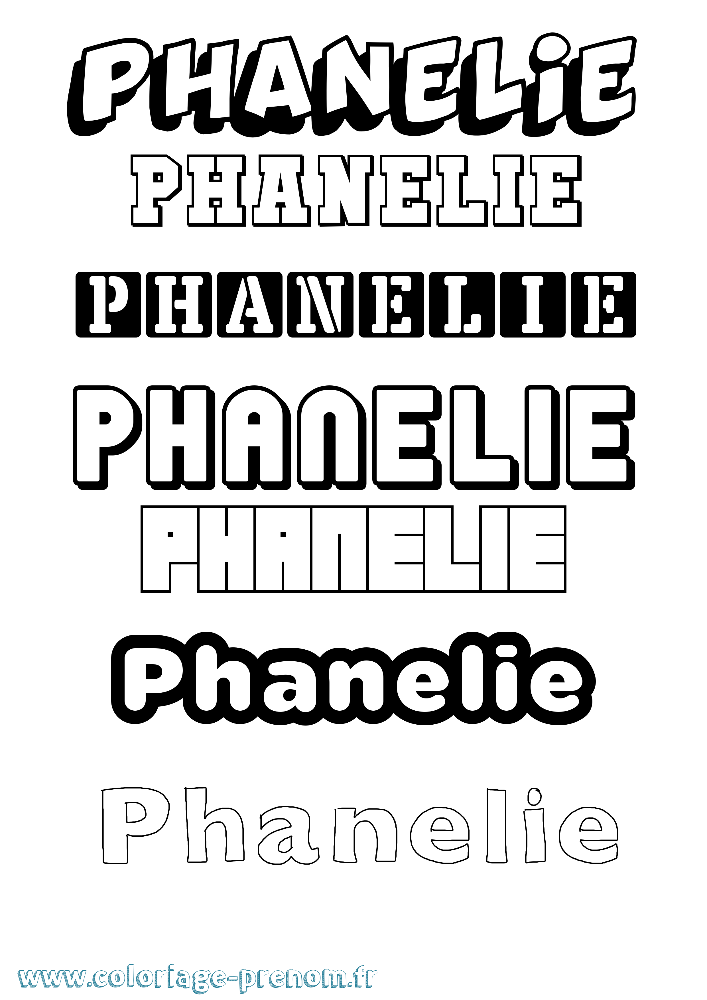 Coloriage prénom Phanelie Simple