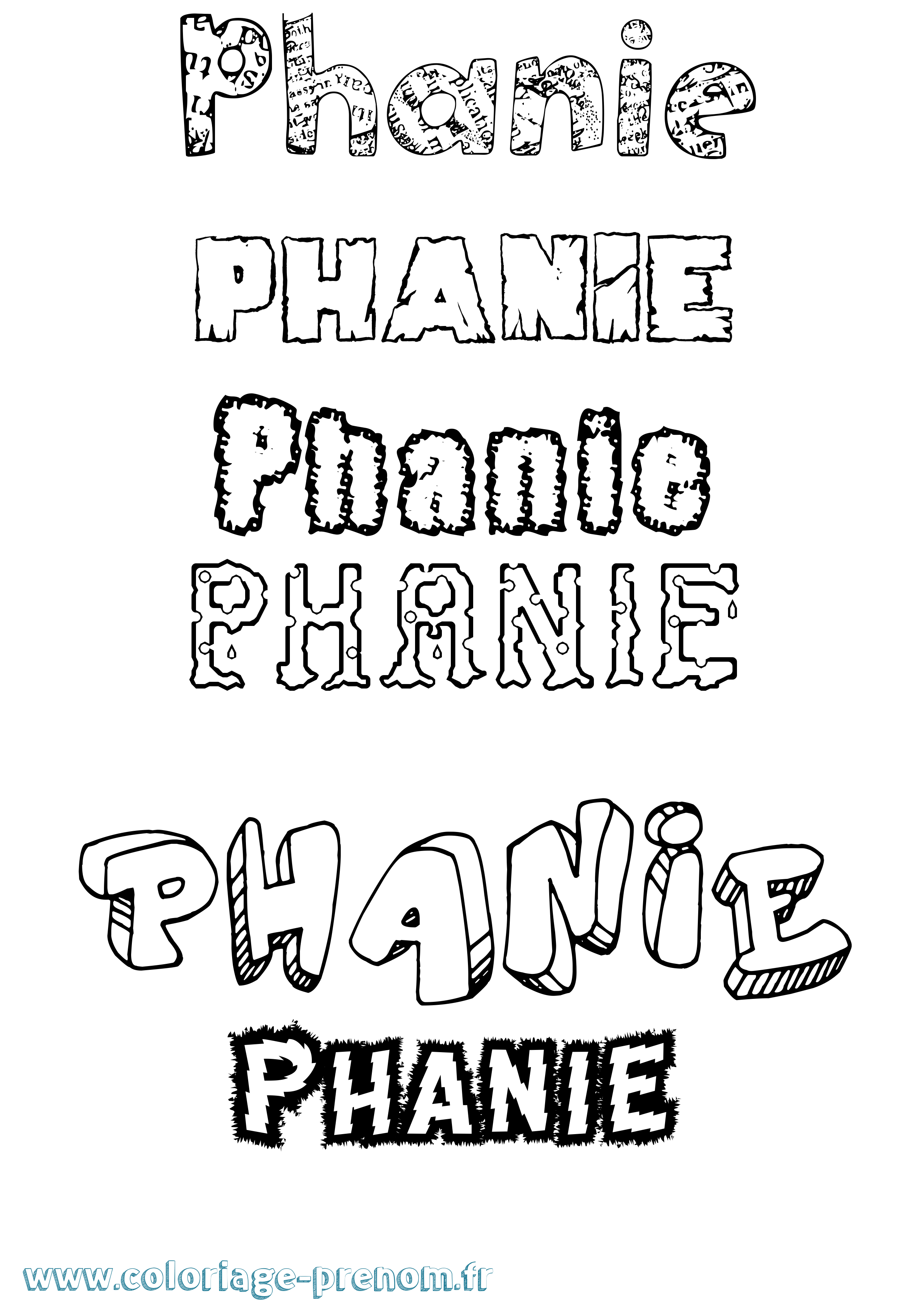 Coloriage prénom Phanie Destructuré