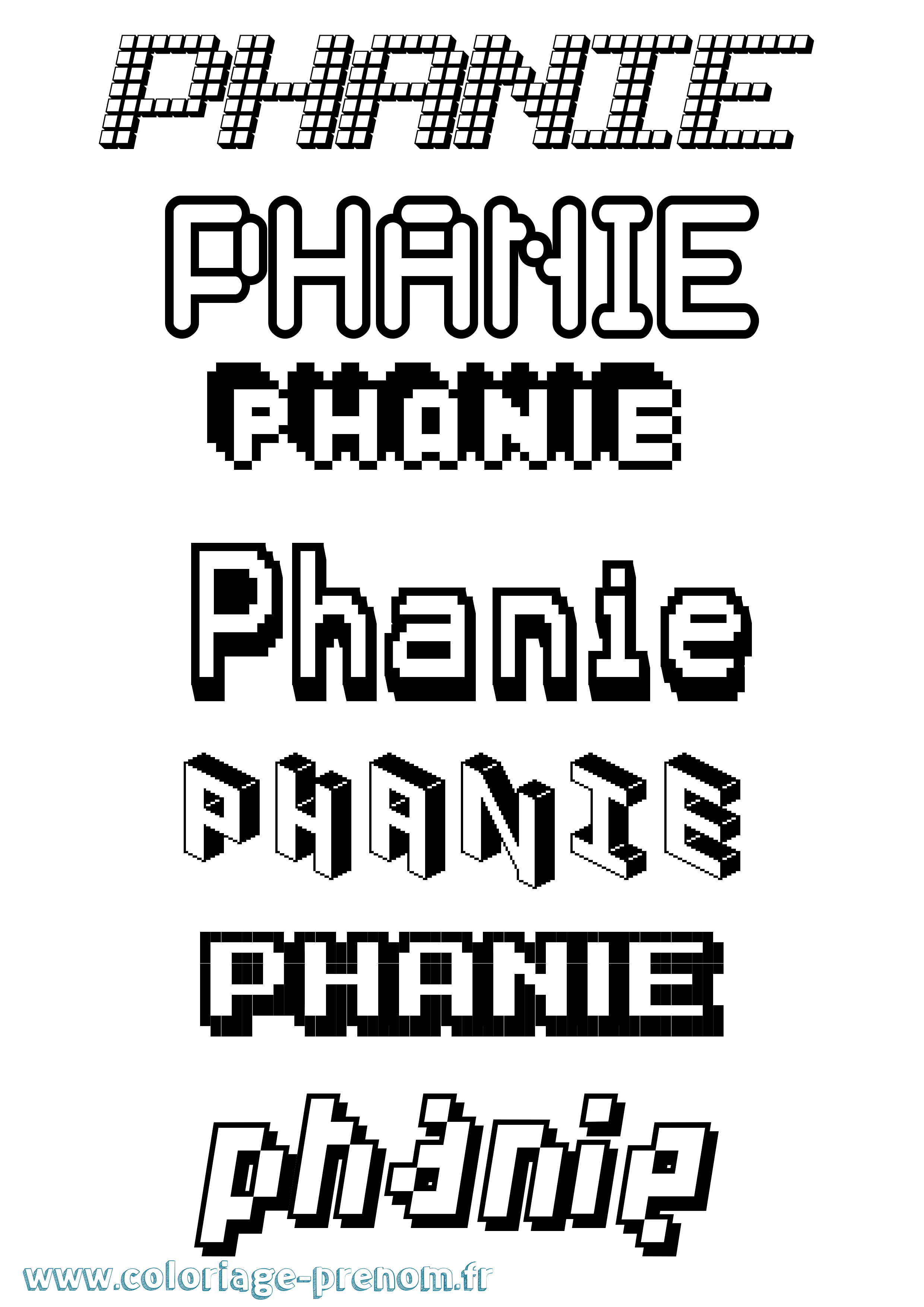 Coloriage prénom Phanie Pixel