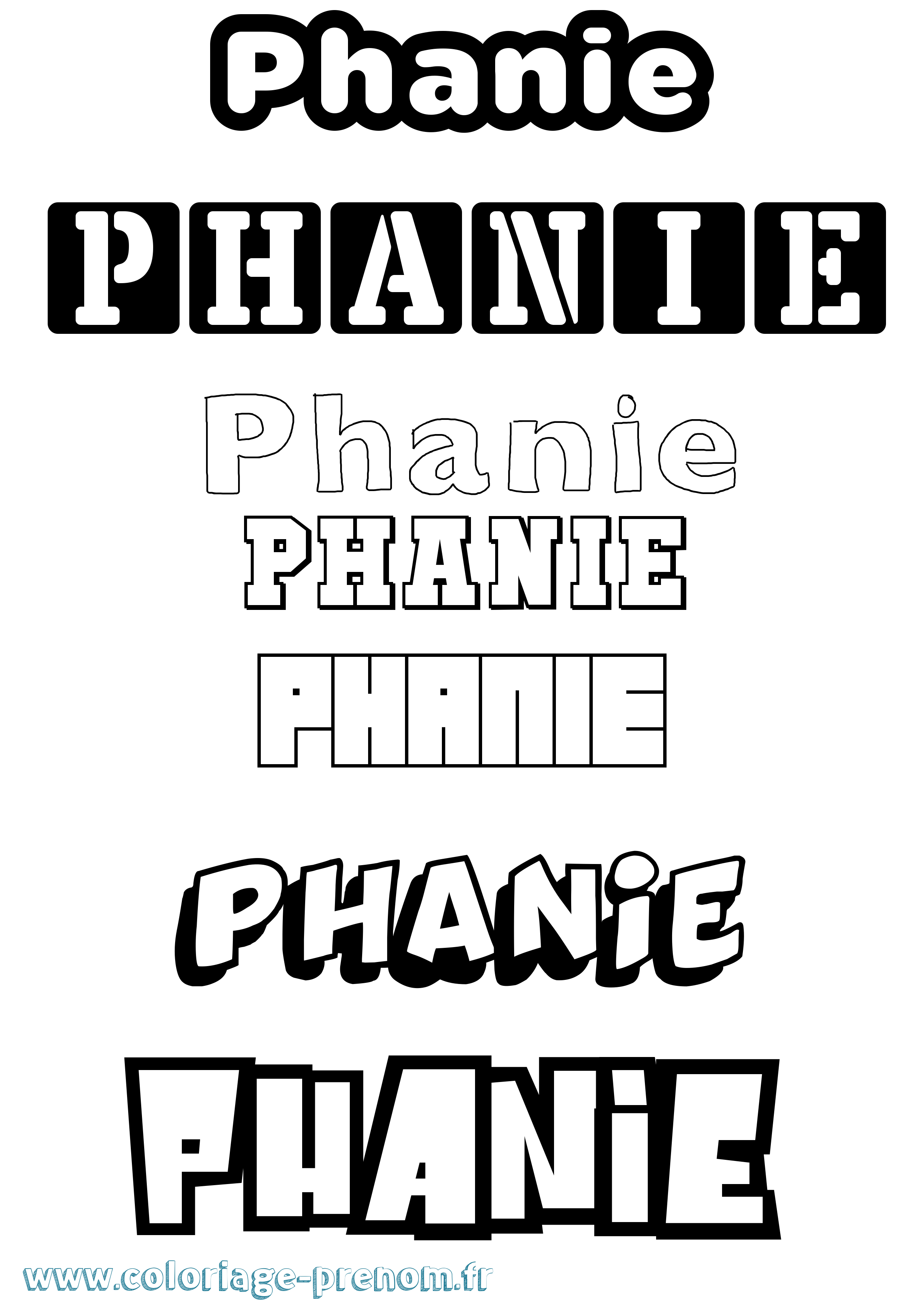 Coloriage prénom Phanie Simple