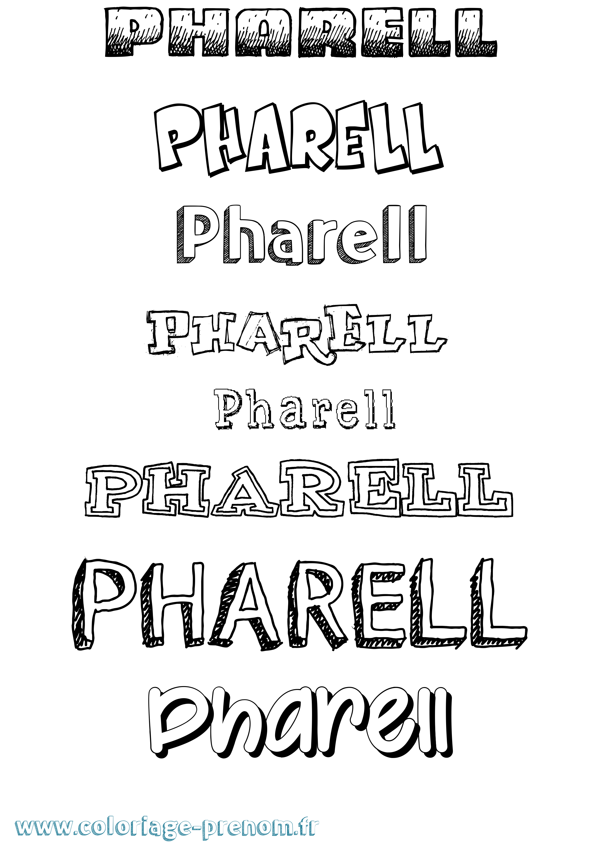 Coloriage prénom Pharell Dessiné