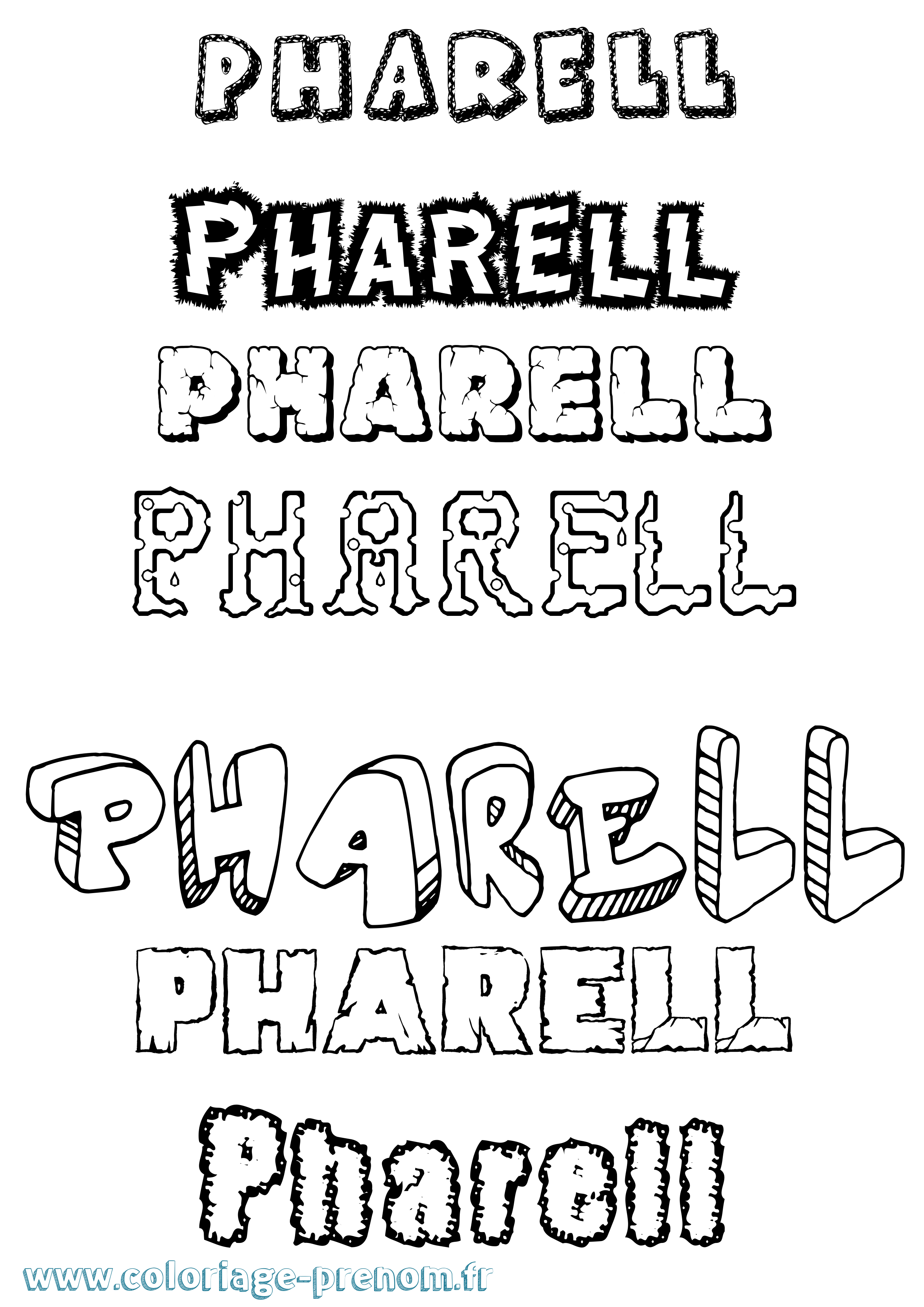 Coloriage prénom Pharell Destructuré