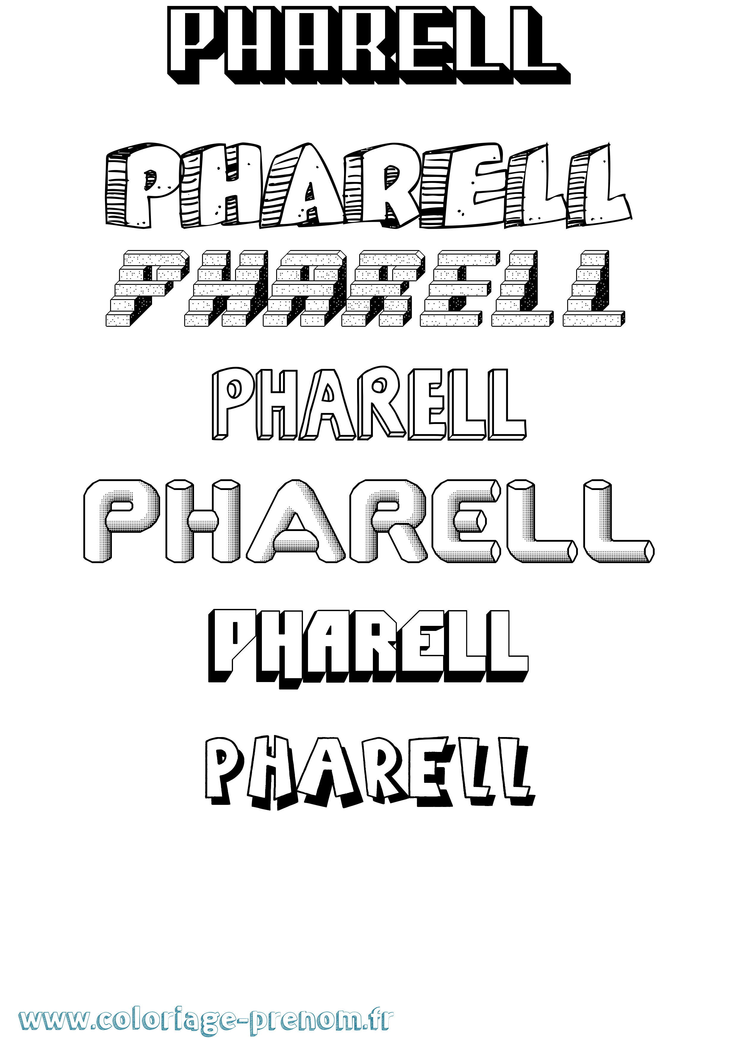 Coloriage prénom Pharell Effet 3D