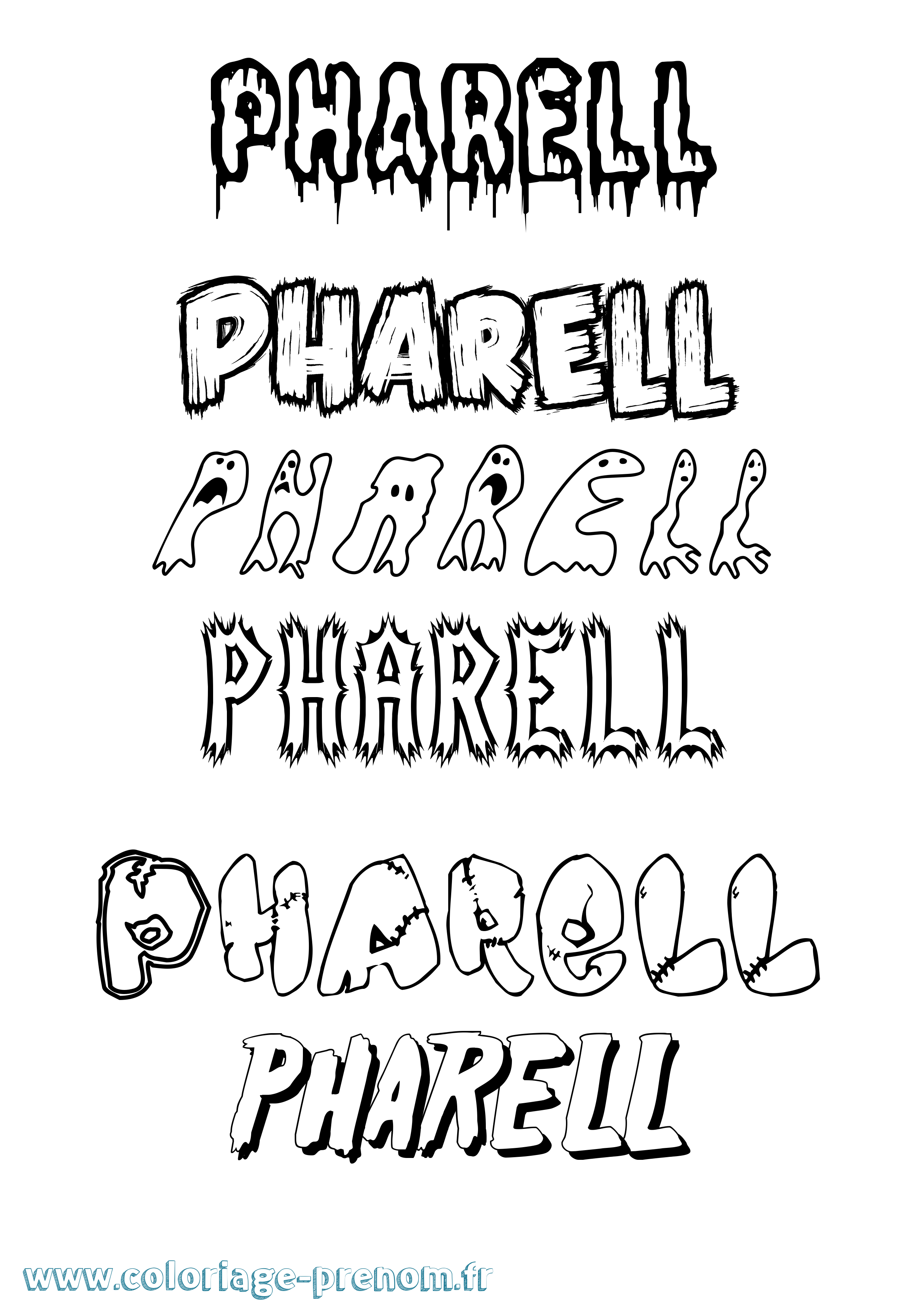 Coloriage prénom Pharell Frisson