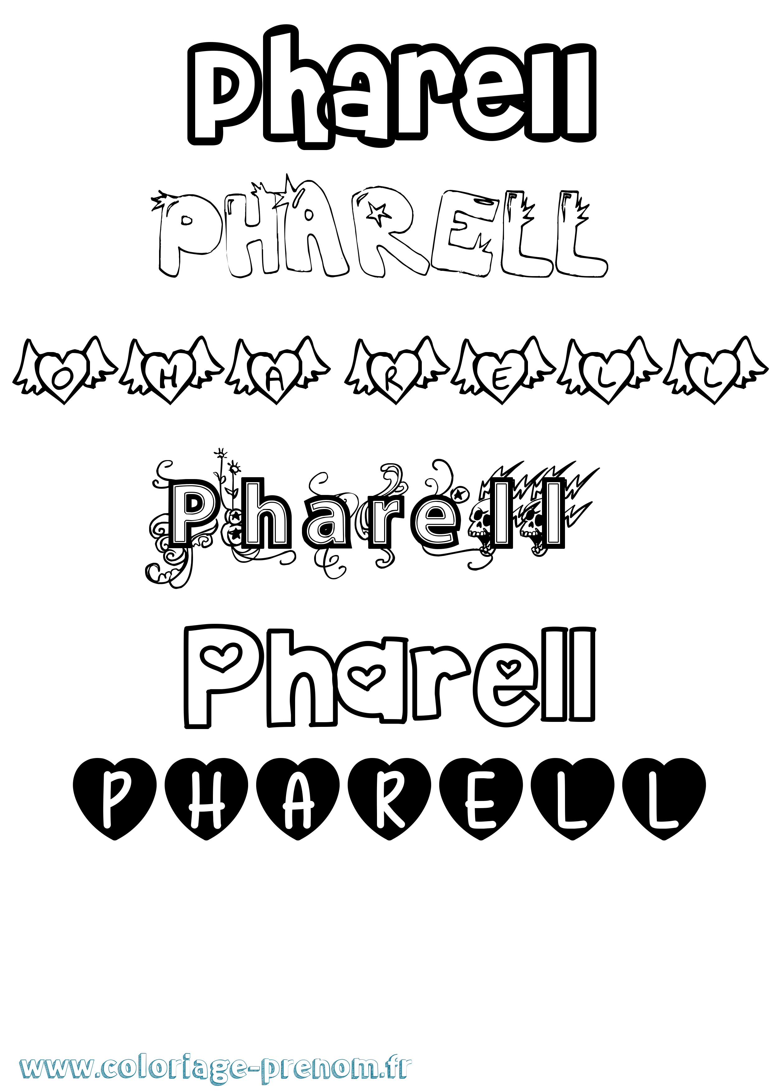 Coloriage prénom Pharell Girly