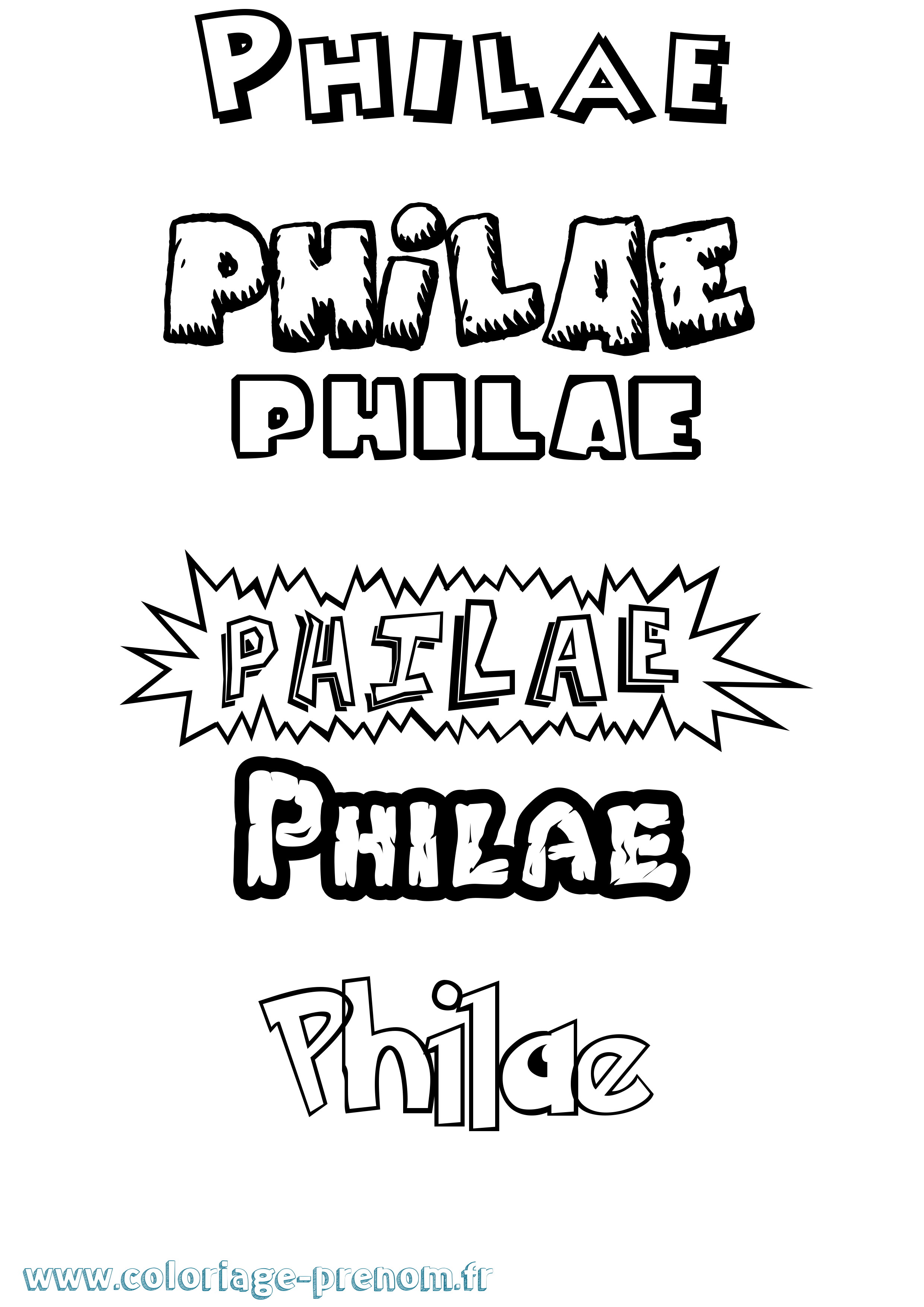 Coloriage prénom Philae Dessin Animé