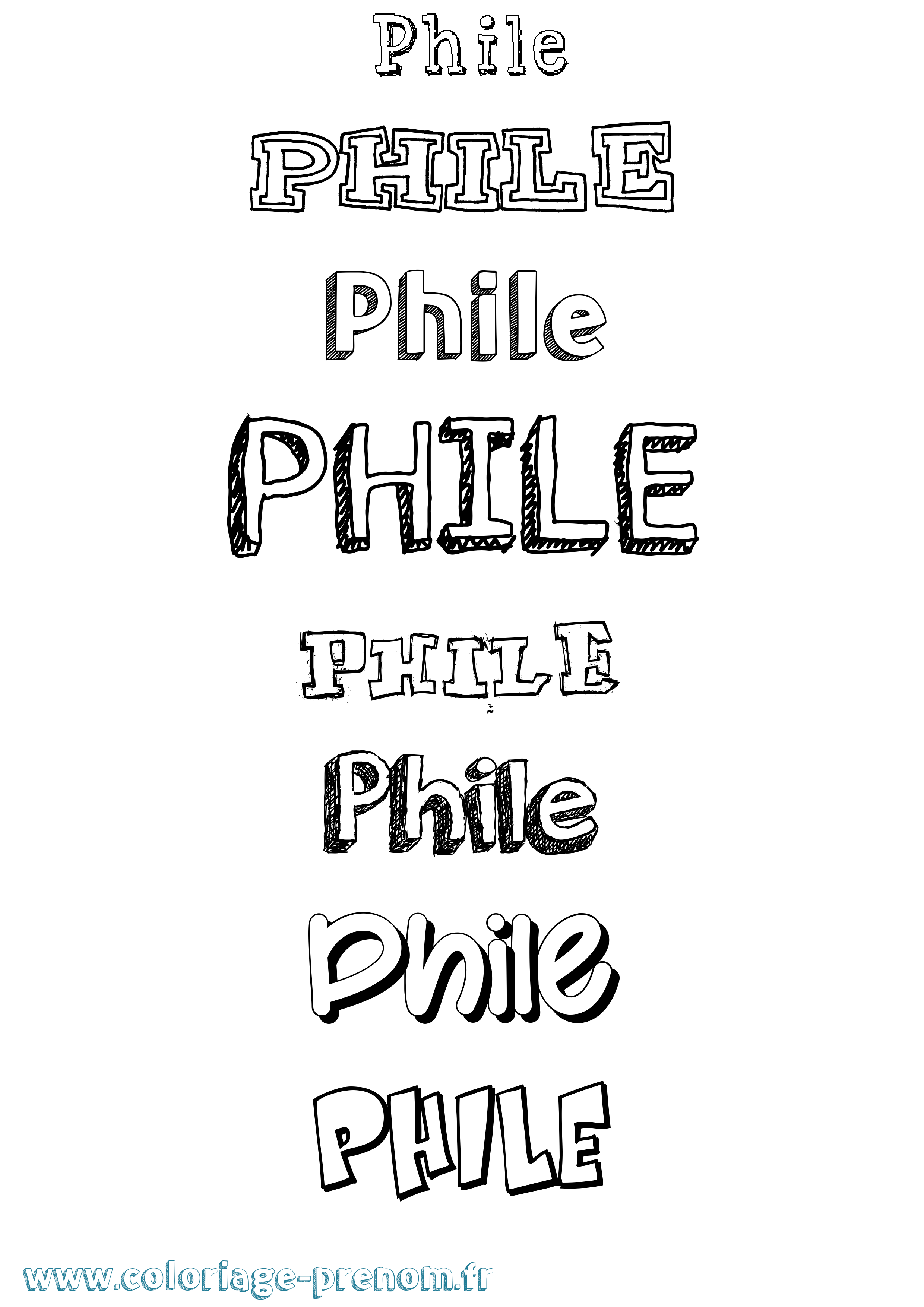 Coloriage prénom Phile Dessiné