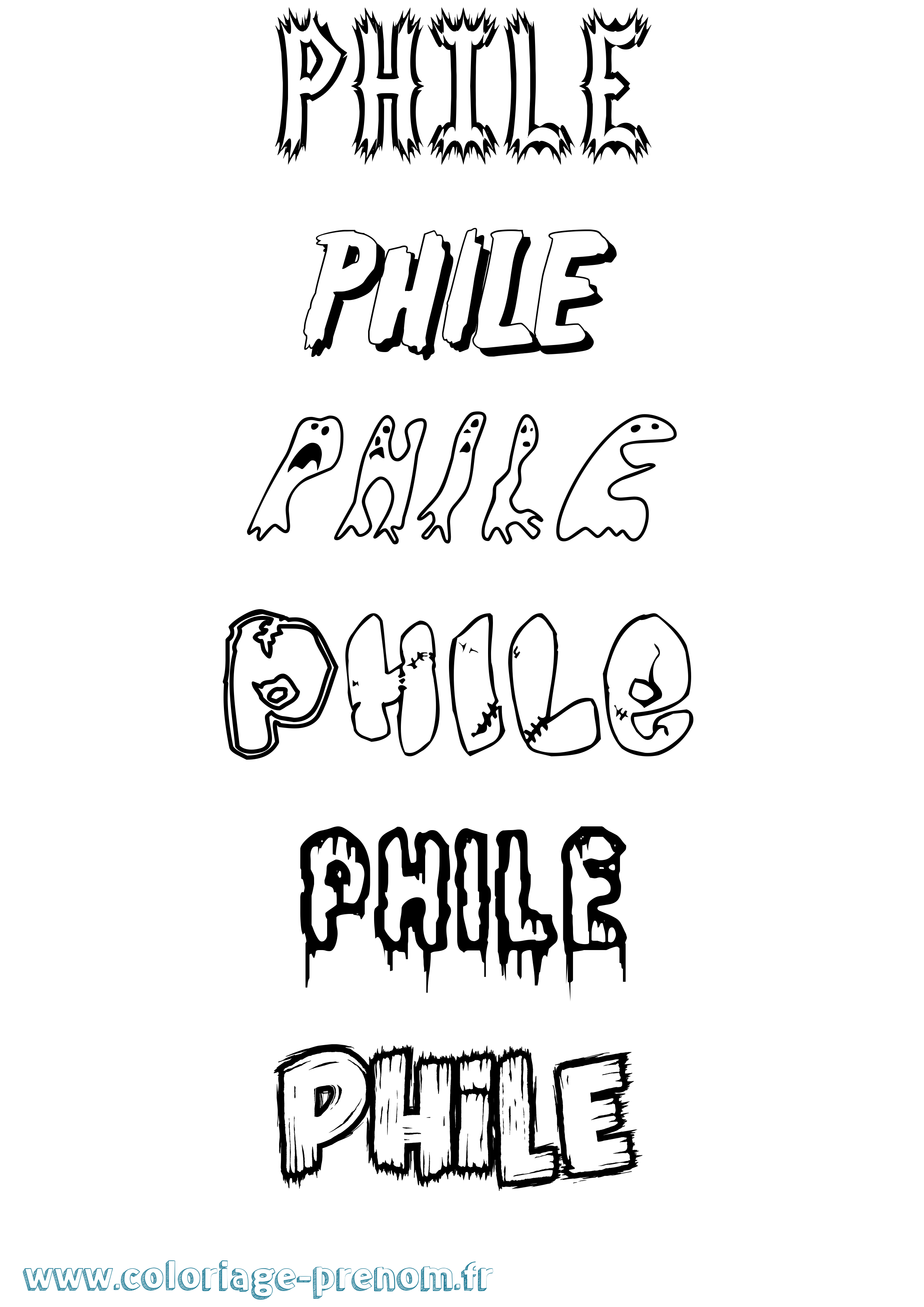 Coloriage prénom Phile Frisson