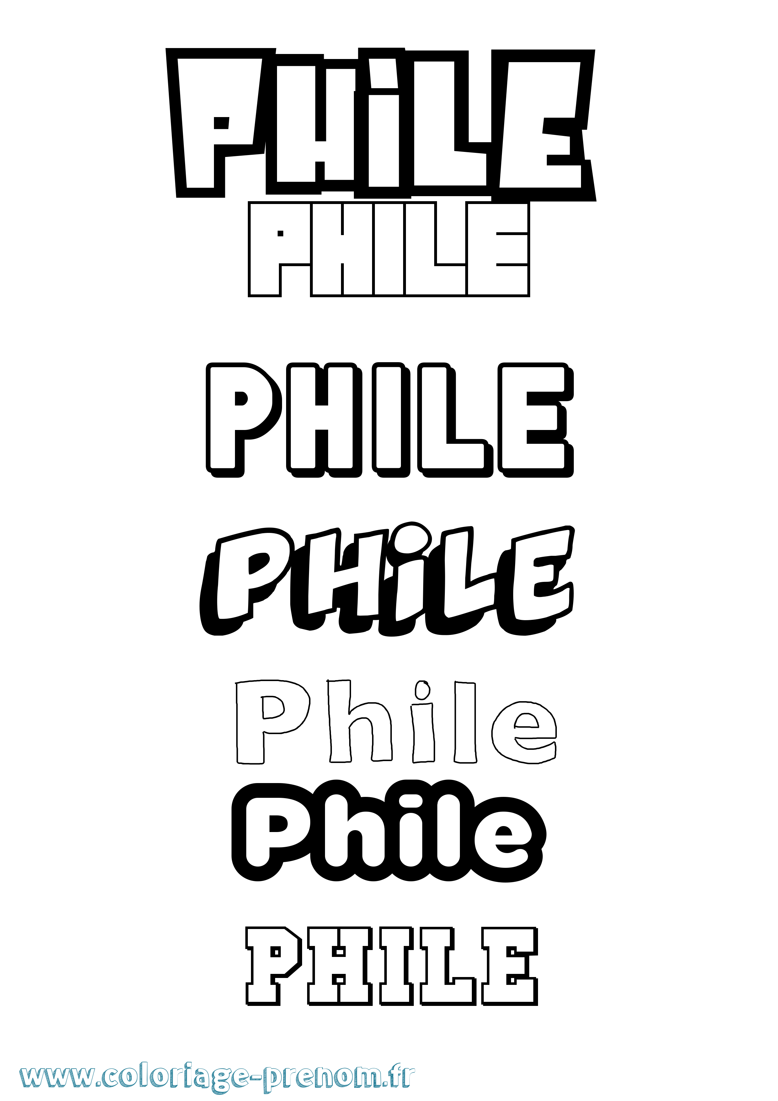 Coloriage prénom Phile Simple