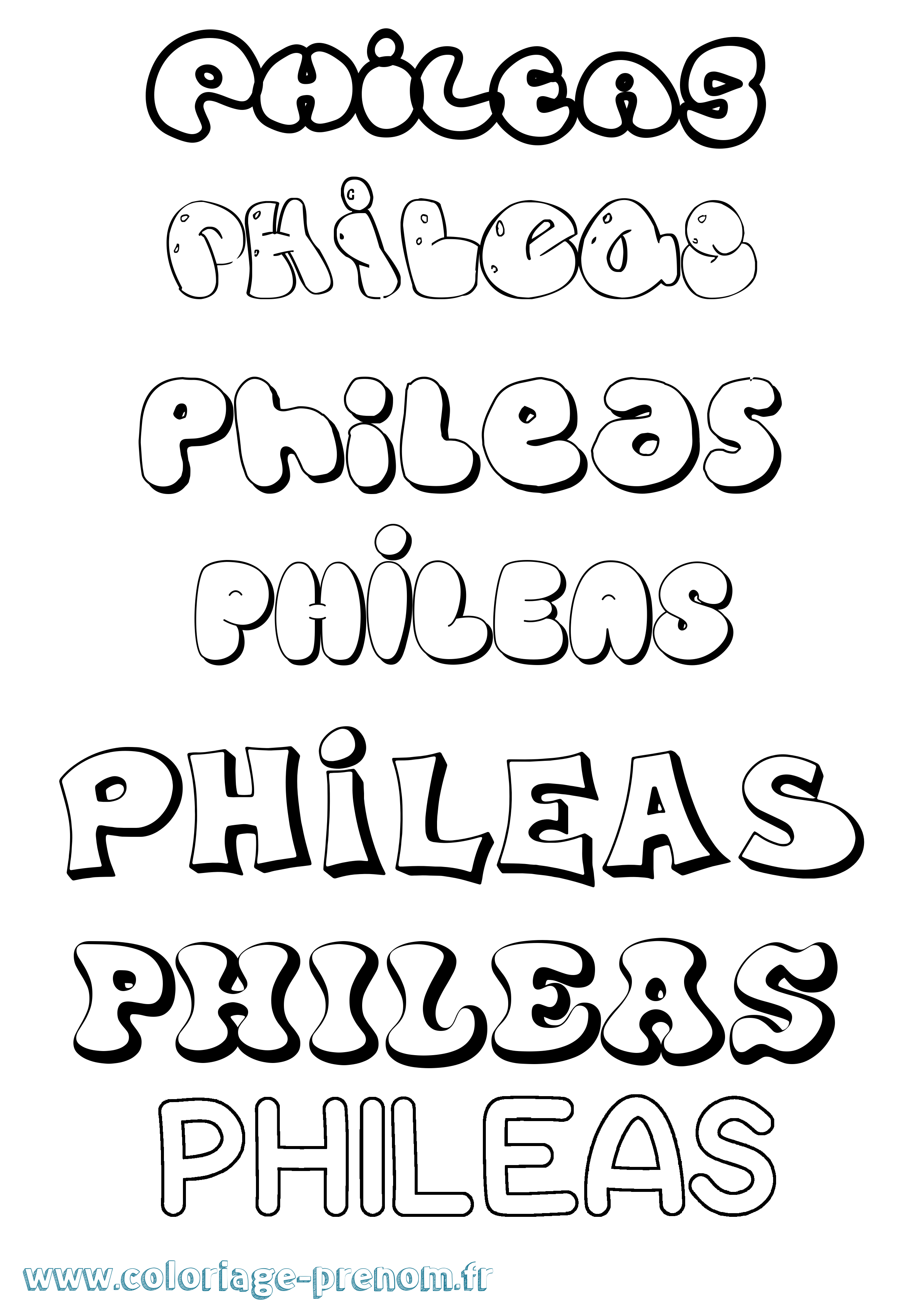 Coloriage prénom Phileas Bubble