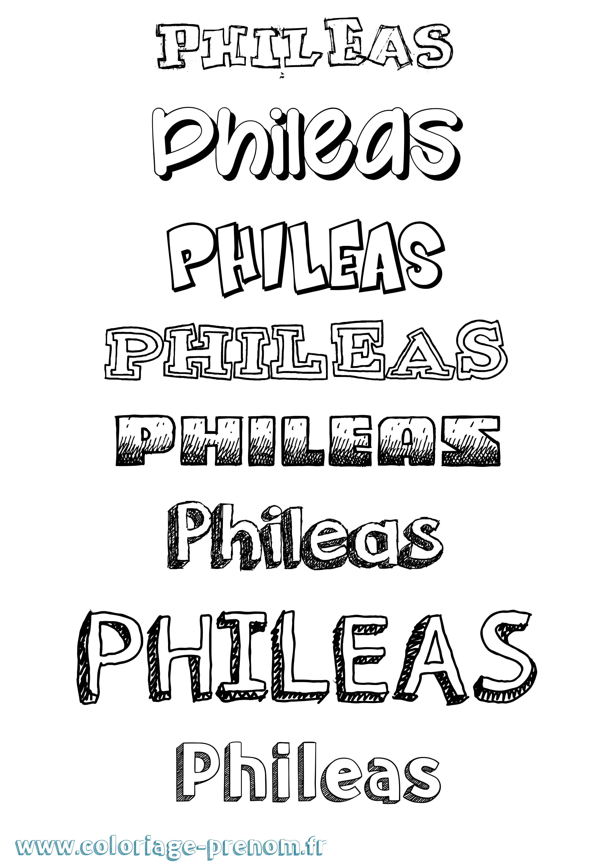 Coloriage prénom Phileas Dessiné