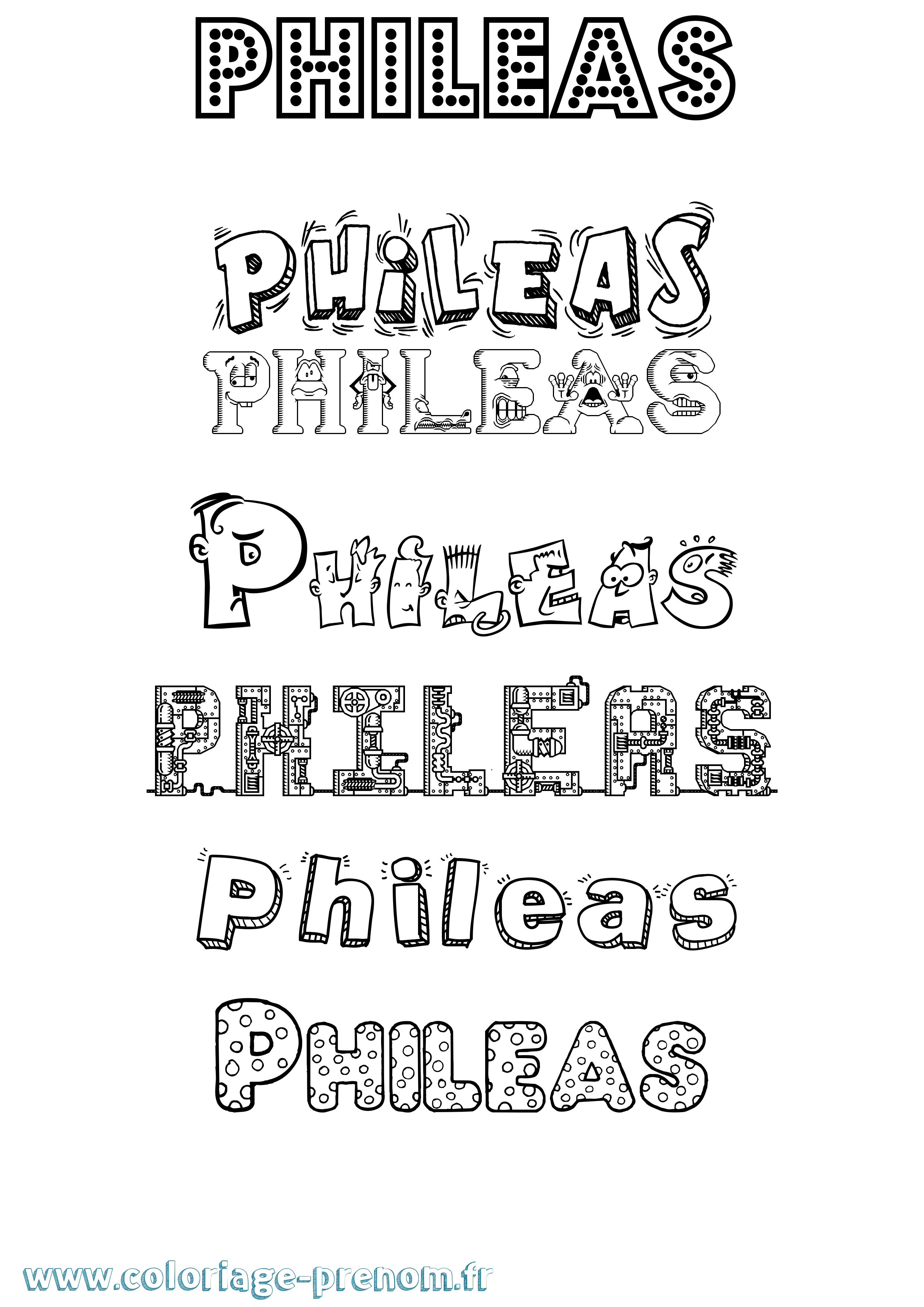 Coloriage Phileas Fun Coloriage prénom Phileas Fun