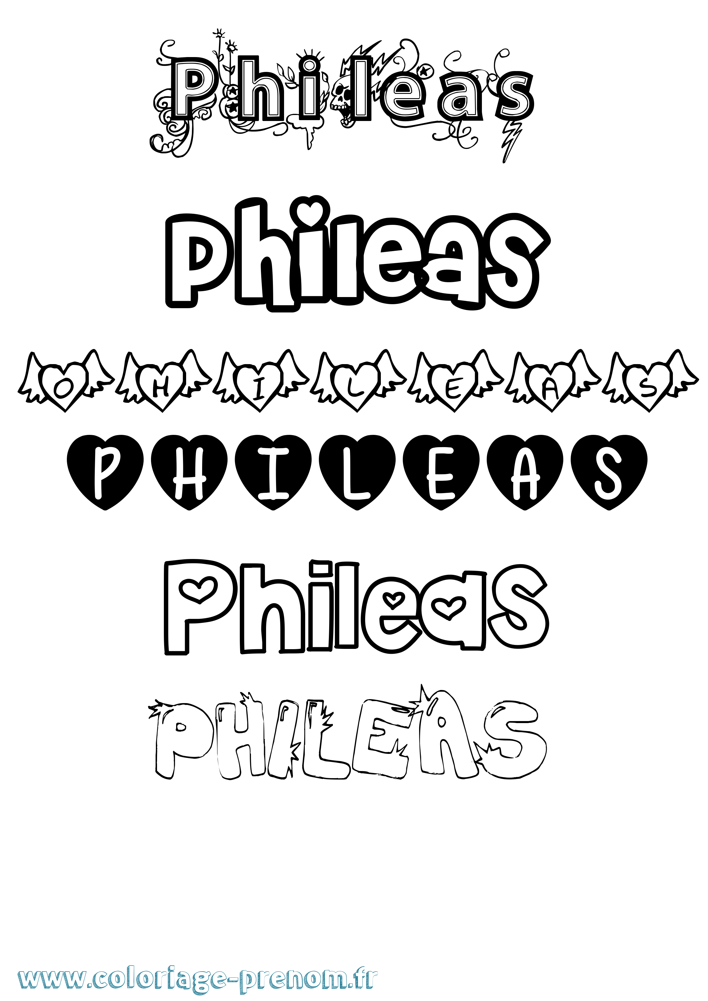 Coloriage Phileas Girly Coloriage prénom Phileas Girly