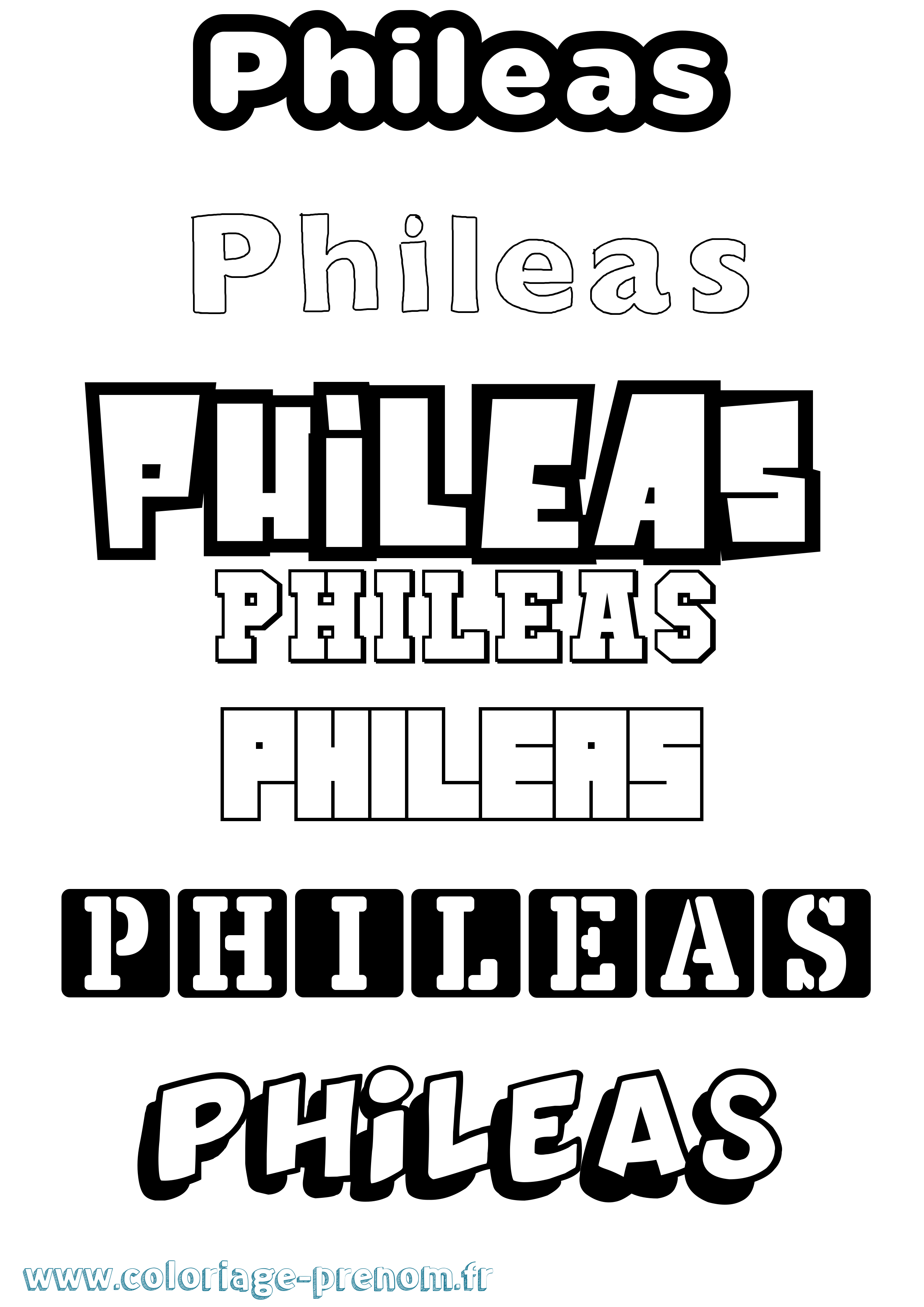 Coloriage prénom Phileas Simple