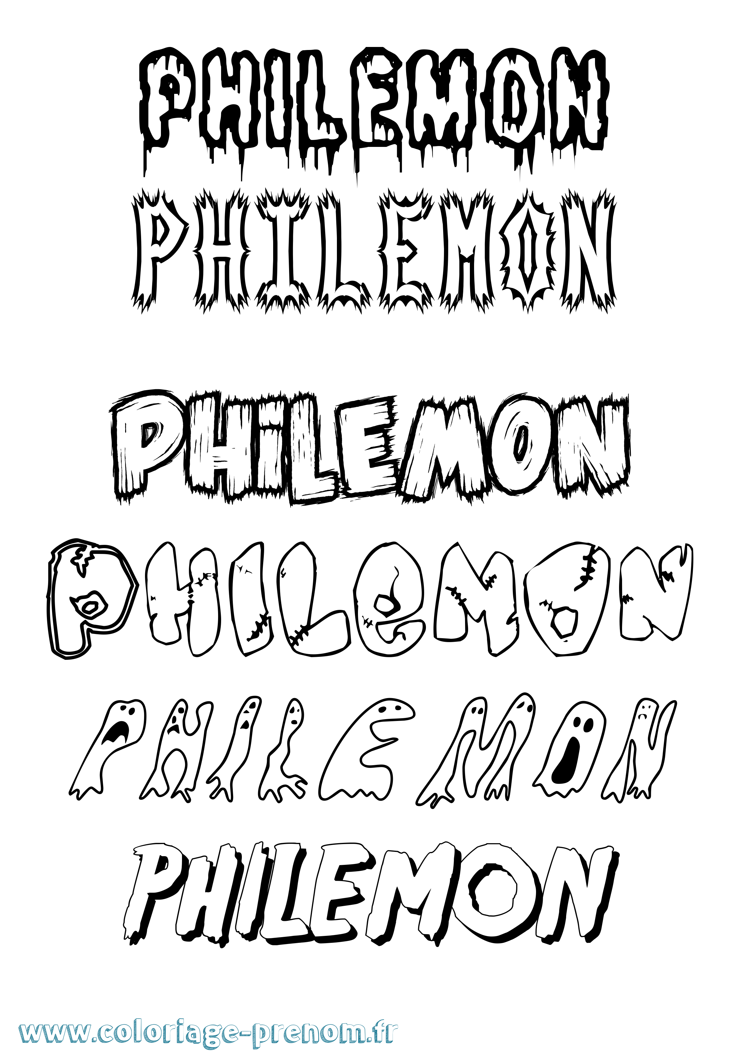 Coloriage prénom Philemon Frisson