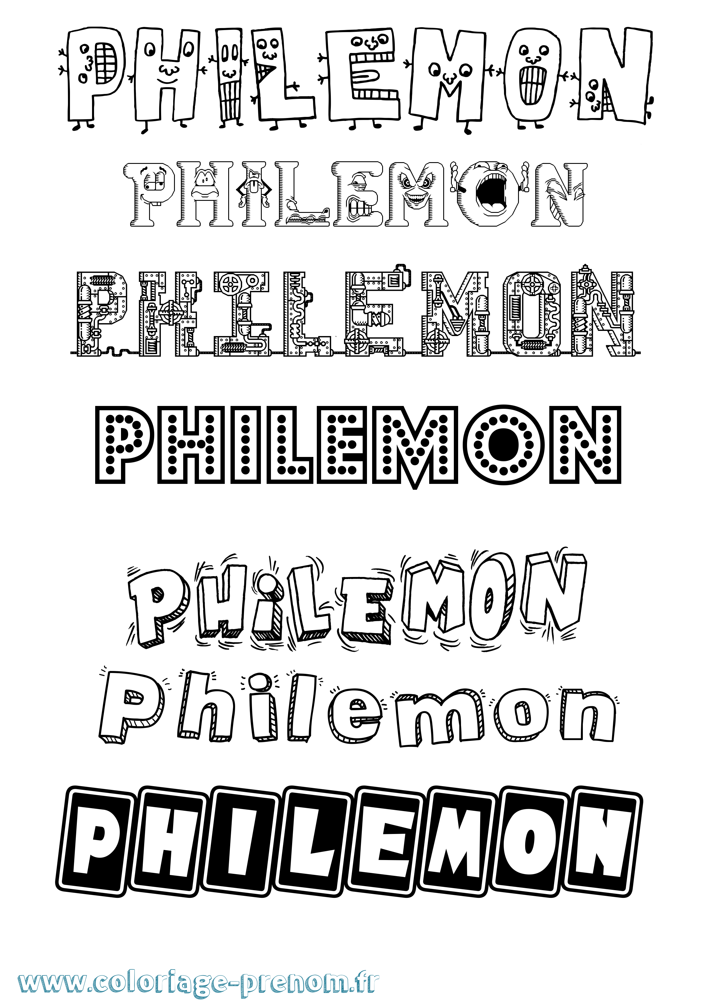 Coloriage prénom Philemon