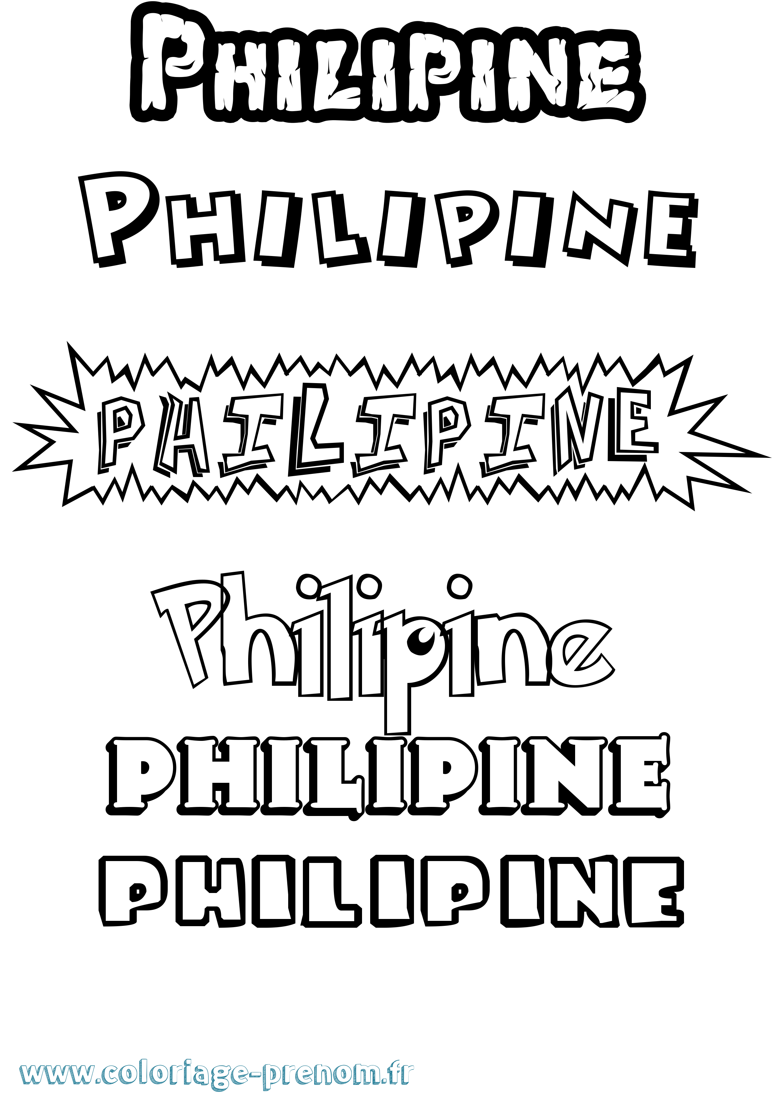 Coloriage prénom Philipine Dessin Animé