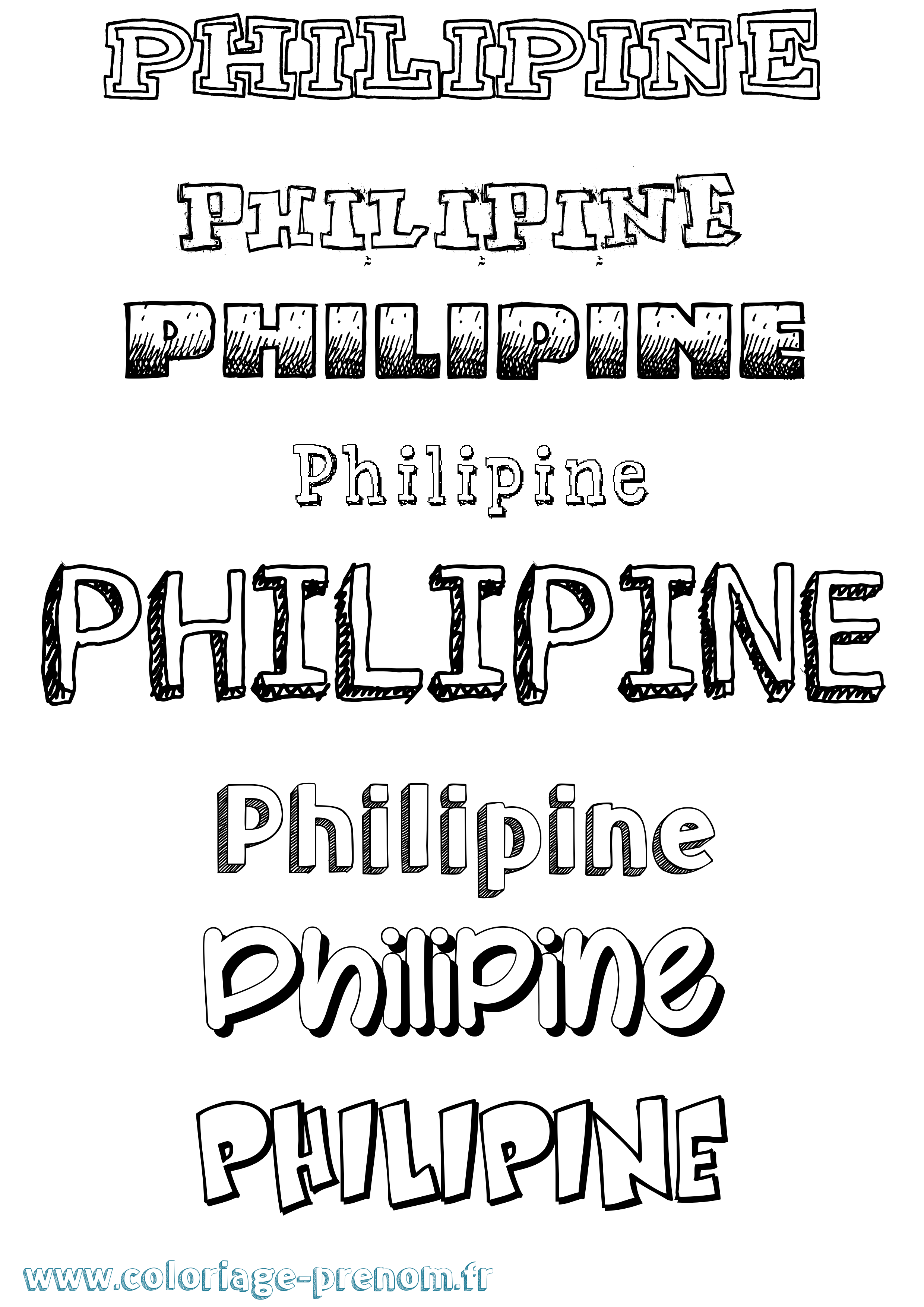 Coloriage prénom Philipine Dessiné