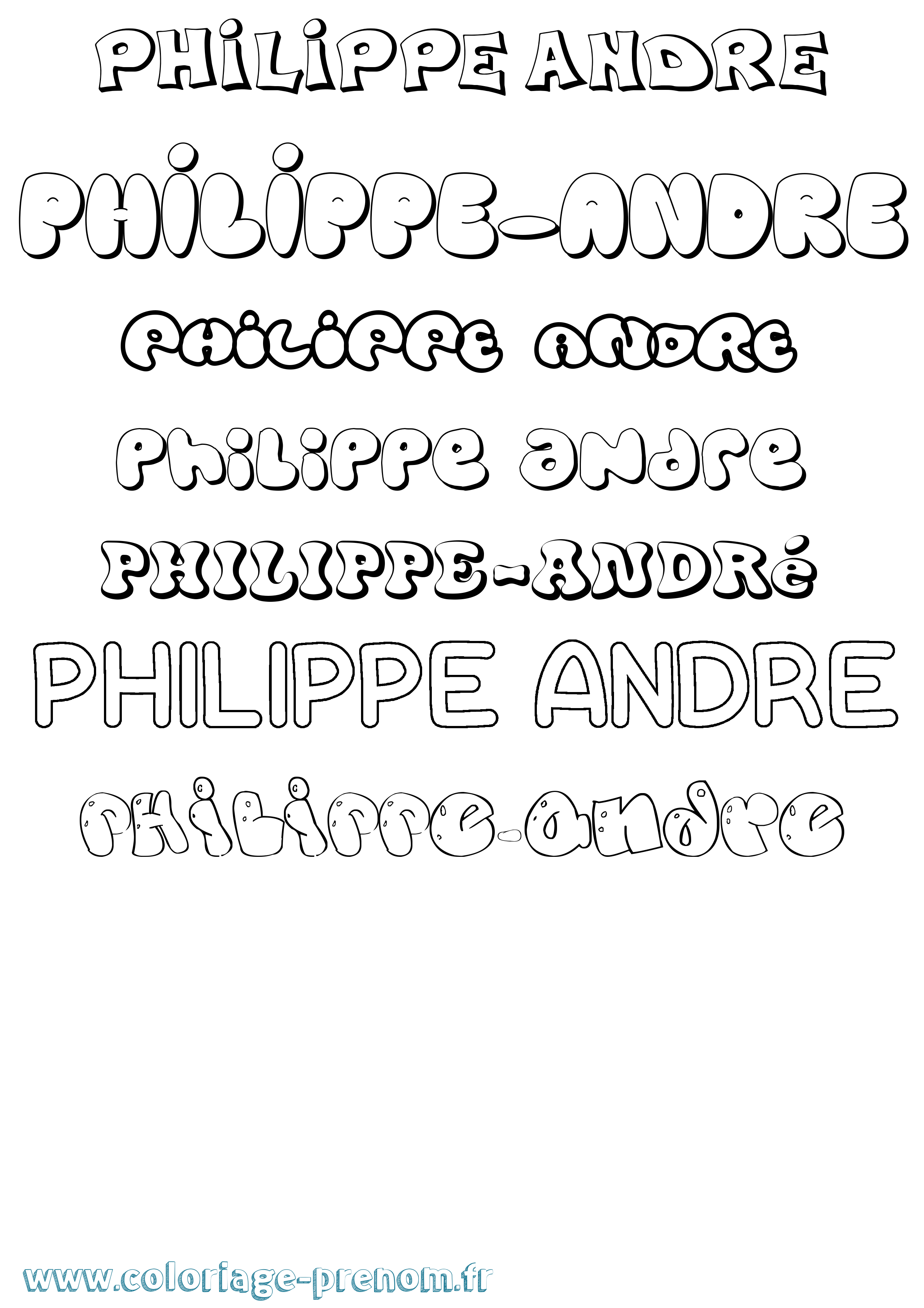 Coloriage prénom Philippe-André Bubble