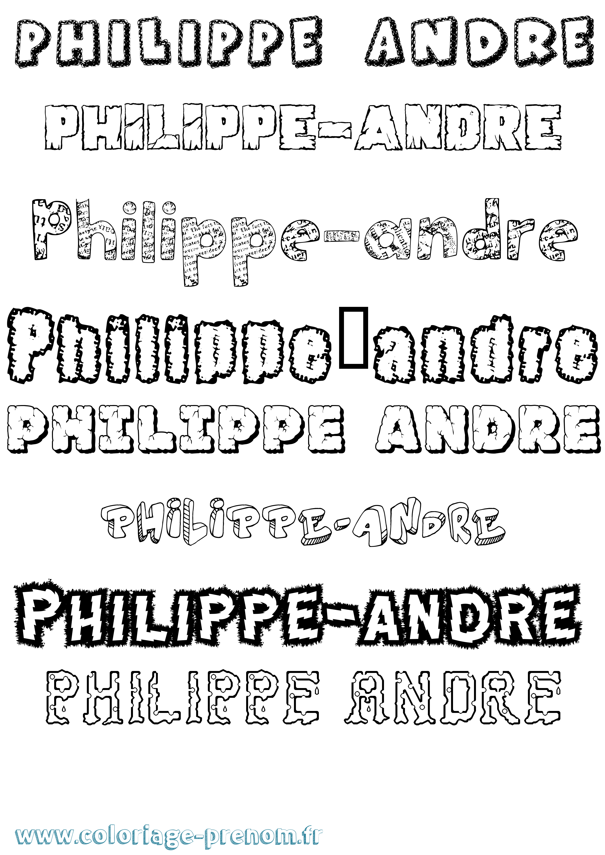 Coloriage prénom Philippe-André Destructuré
