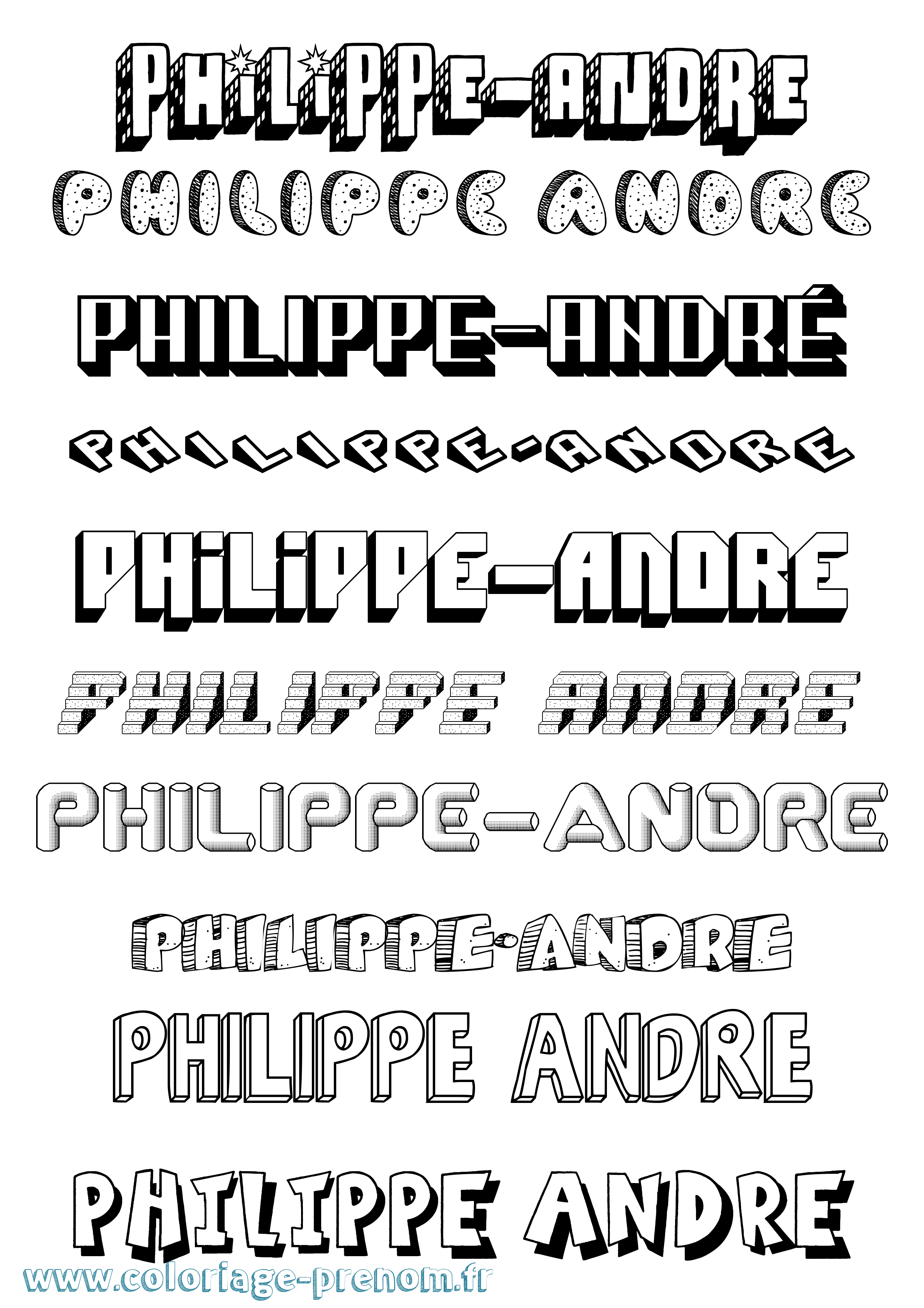 Coloriage prénom Philippe-André Effet 3D