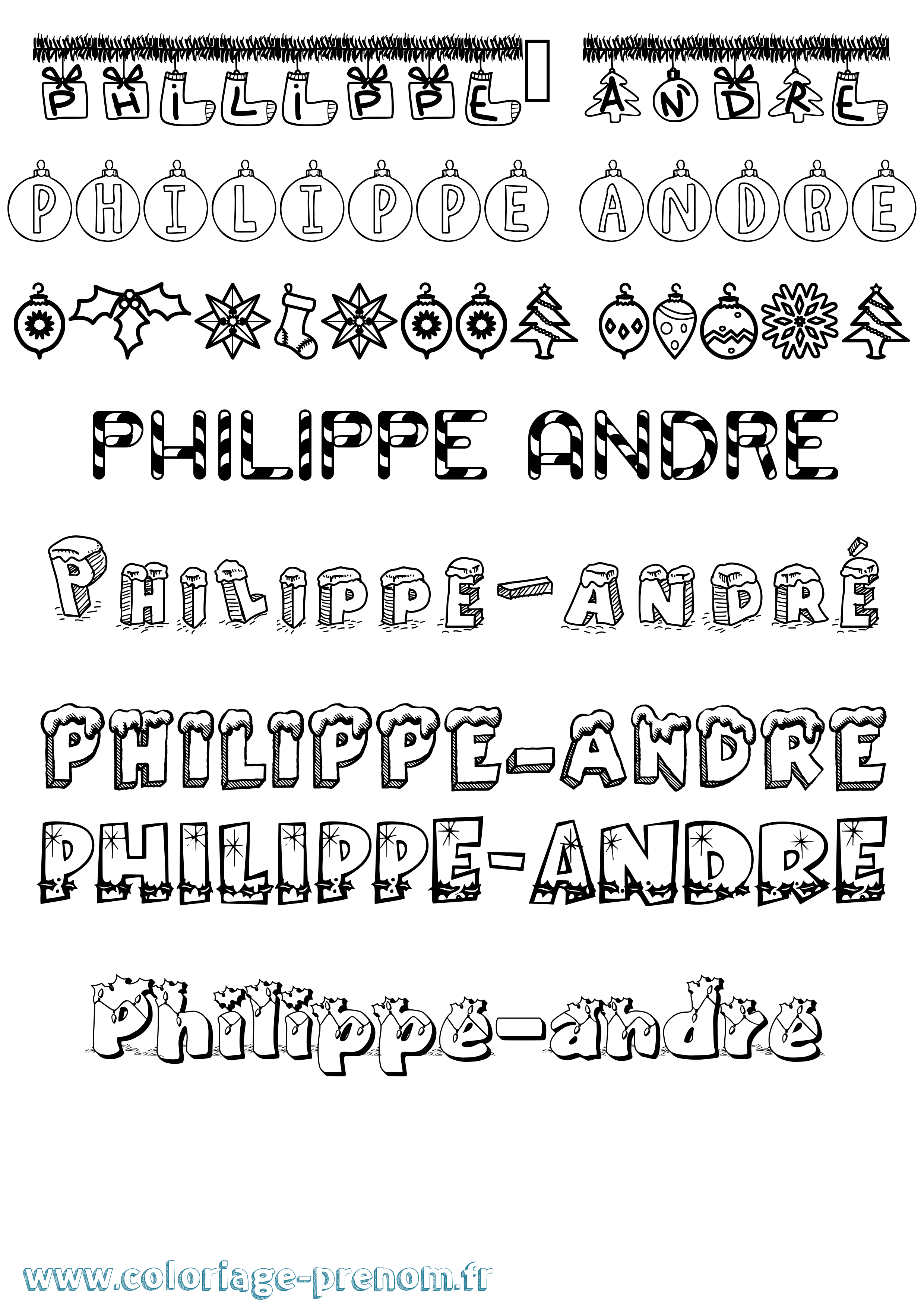 Coloriage prénom Philippe-André Noël