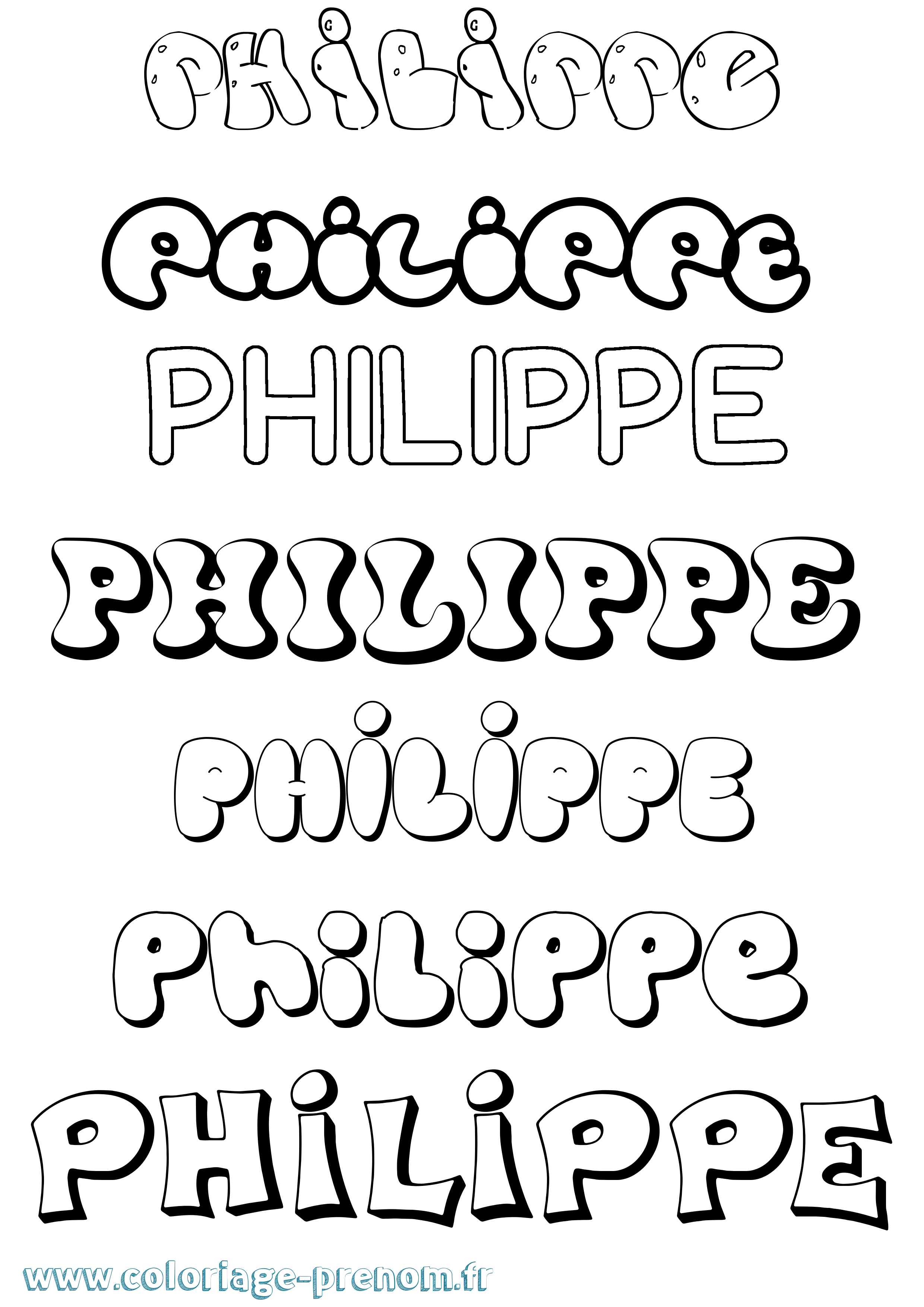 Coloriage prénom Philippe Bubble