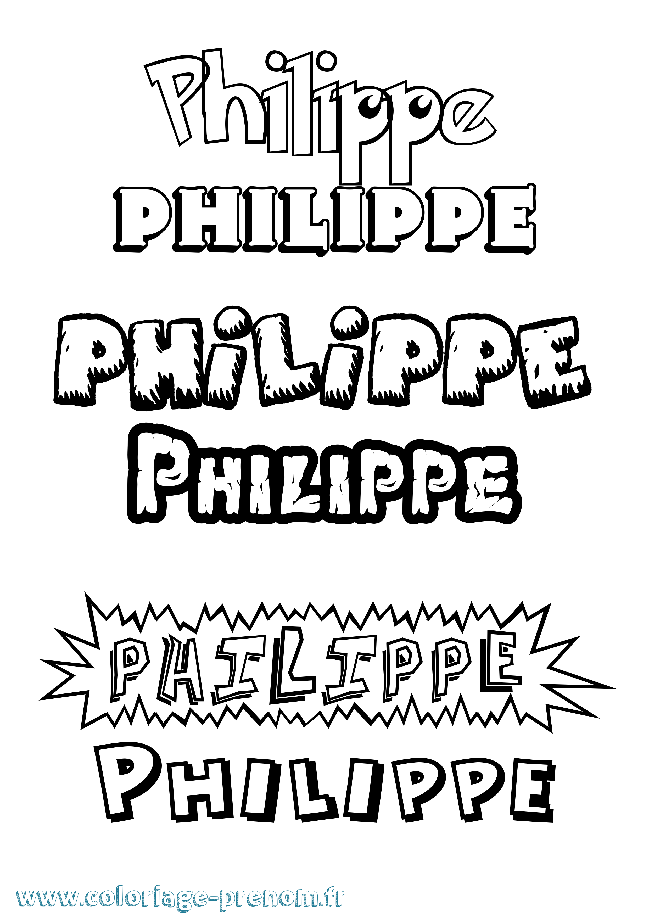 Coloriage prénom Philippe Dessin Animé