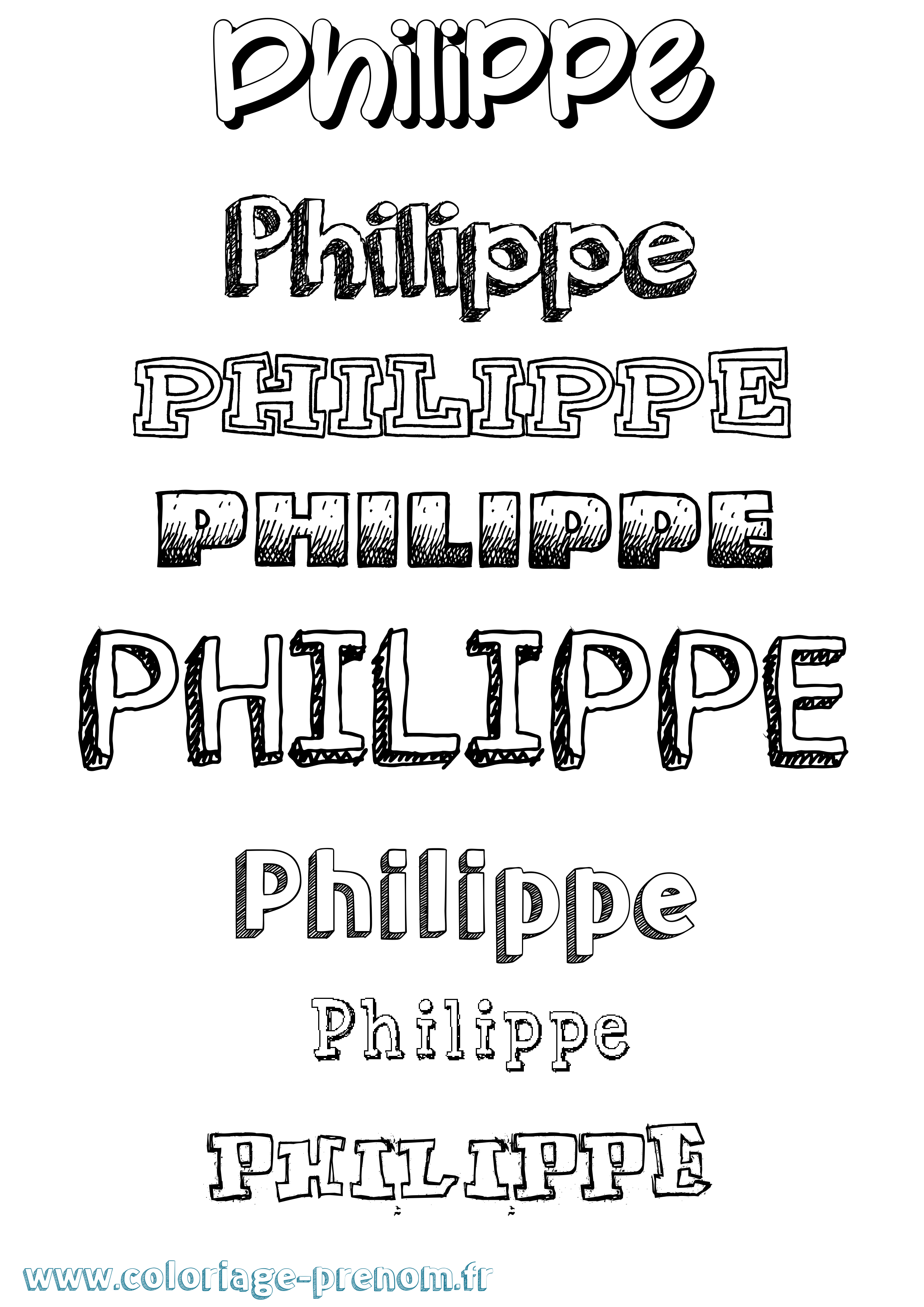 Coloriage prénom Philippe Dessiné