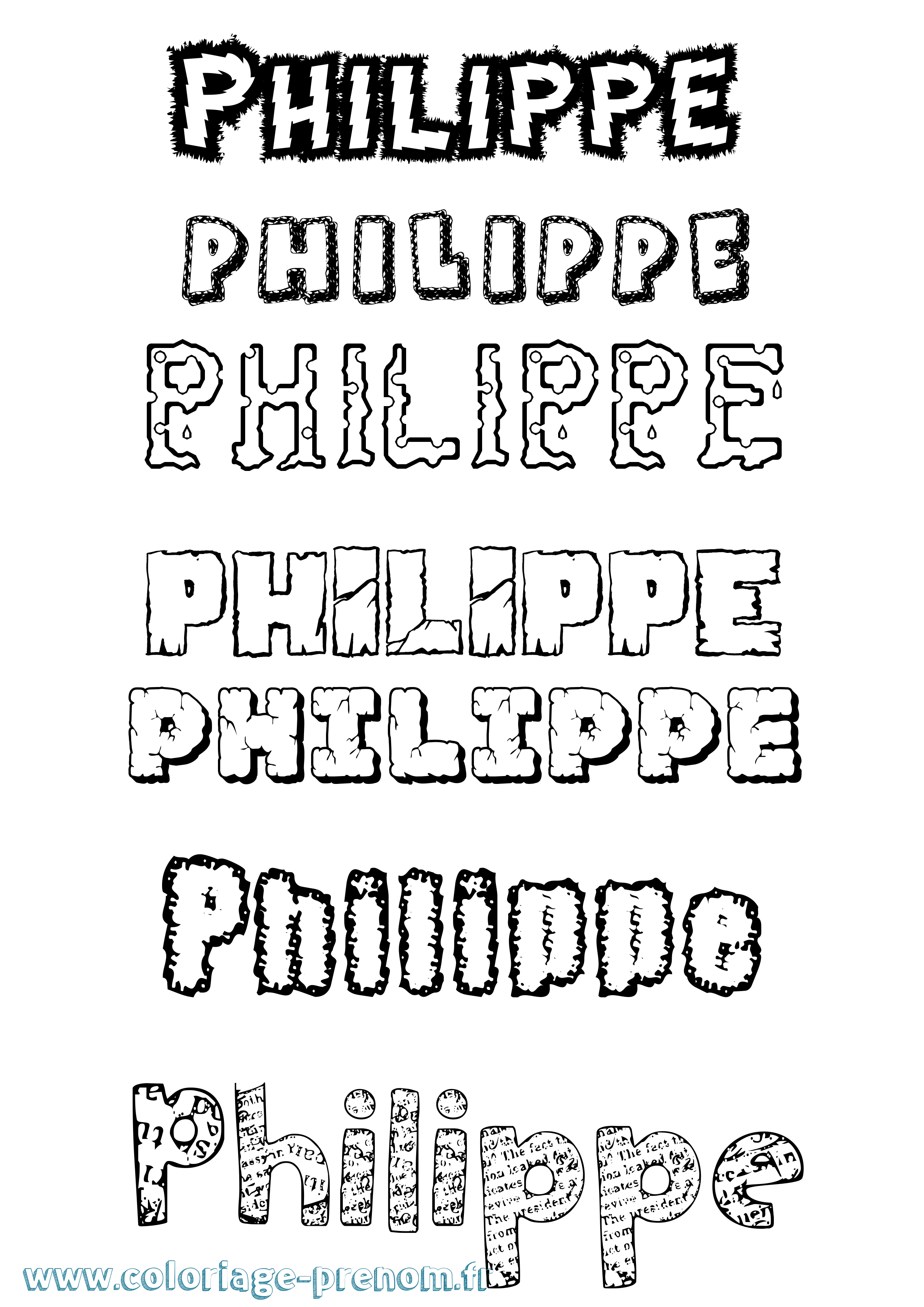 Coloriage prénom Philippe Destructuré