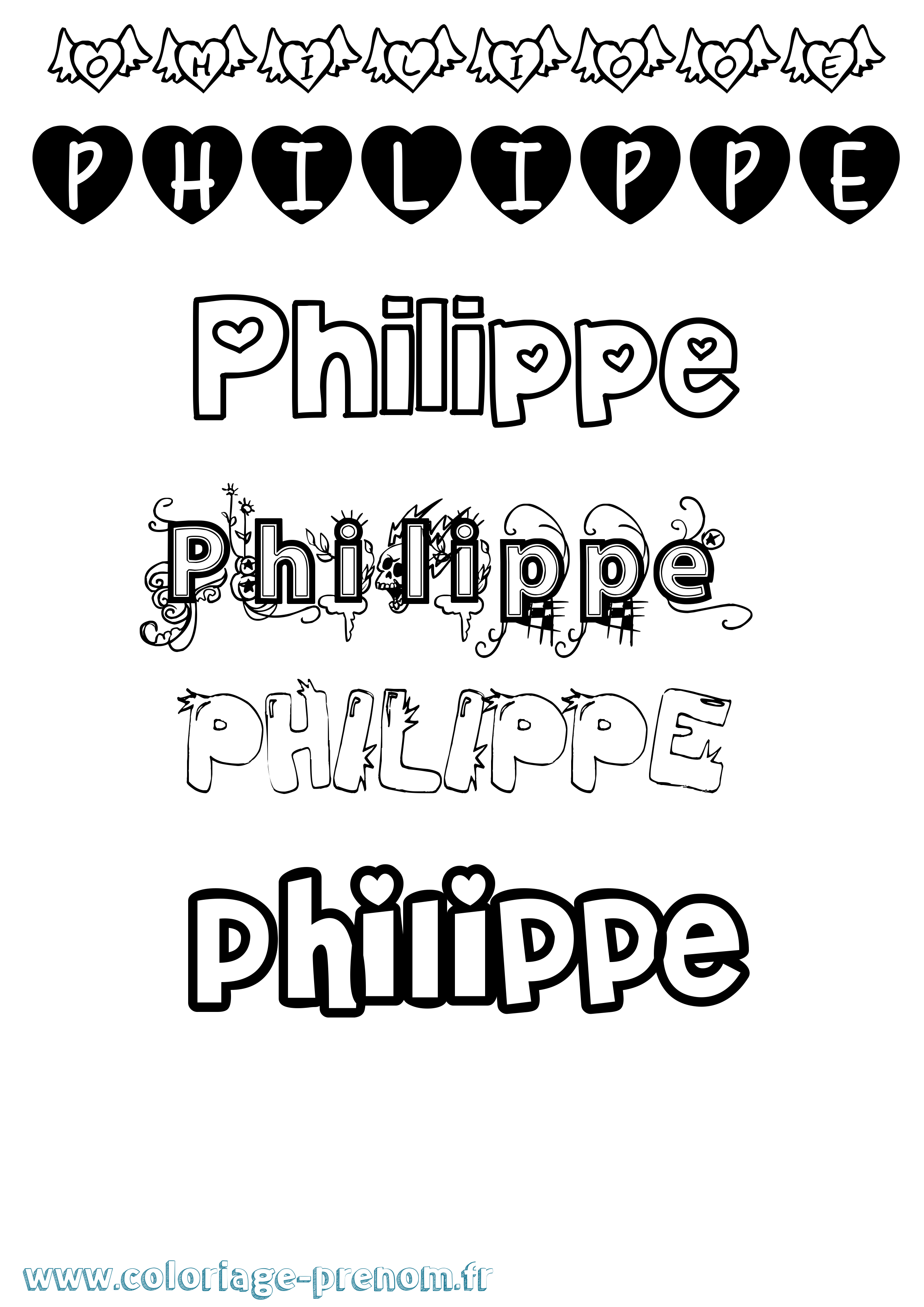 Coloriage prénom Philippe Girly