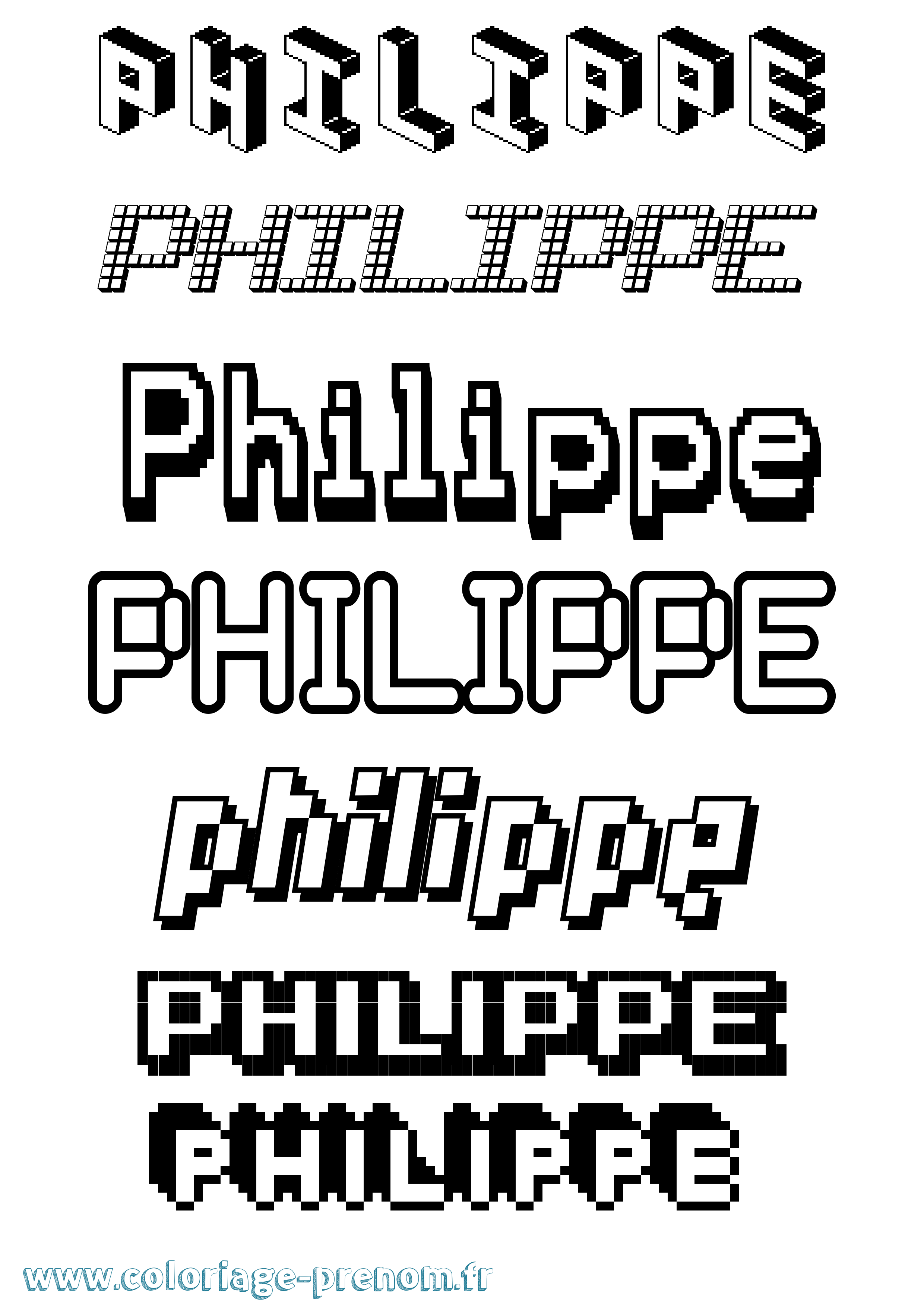 Coloriage prénom Philippe Pixel