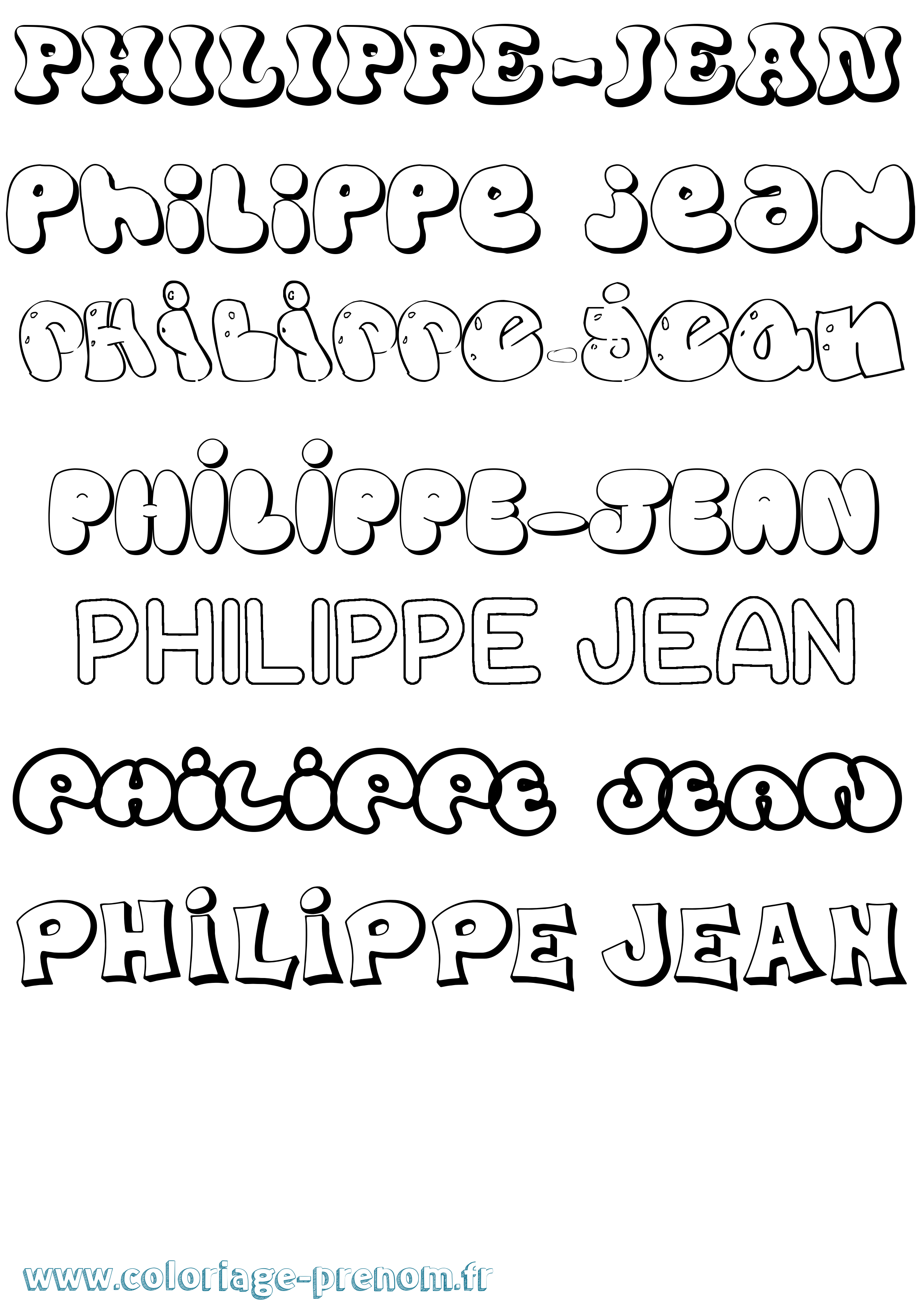 Coloriage prénom Philippe-Jean Bubble