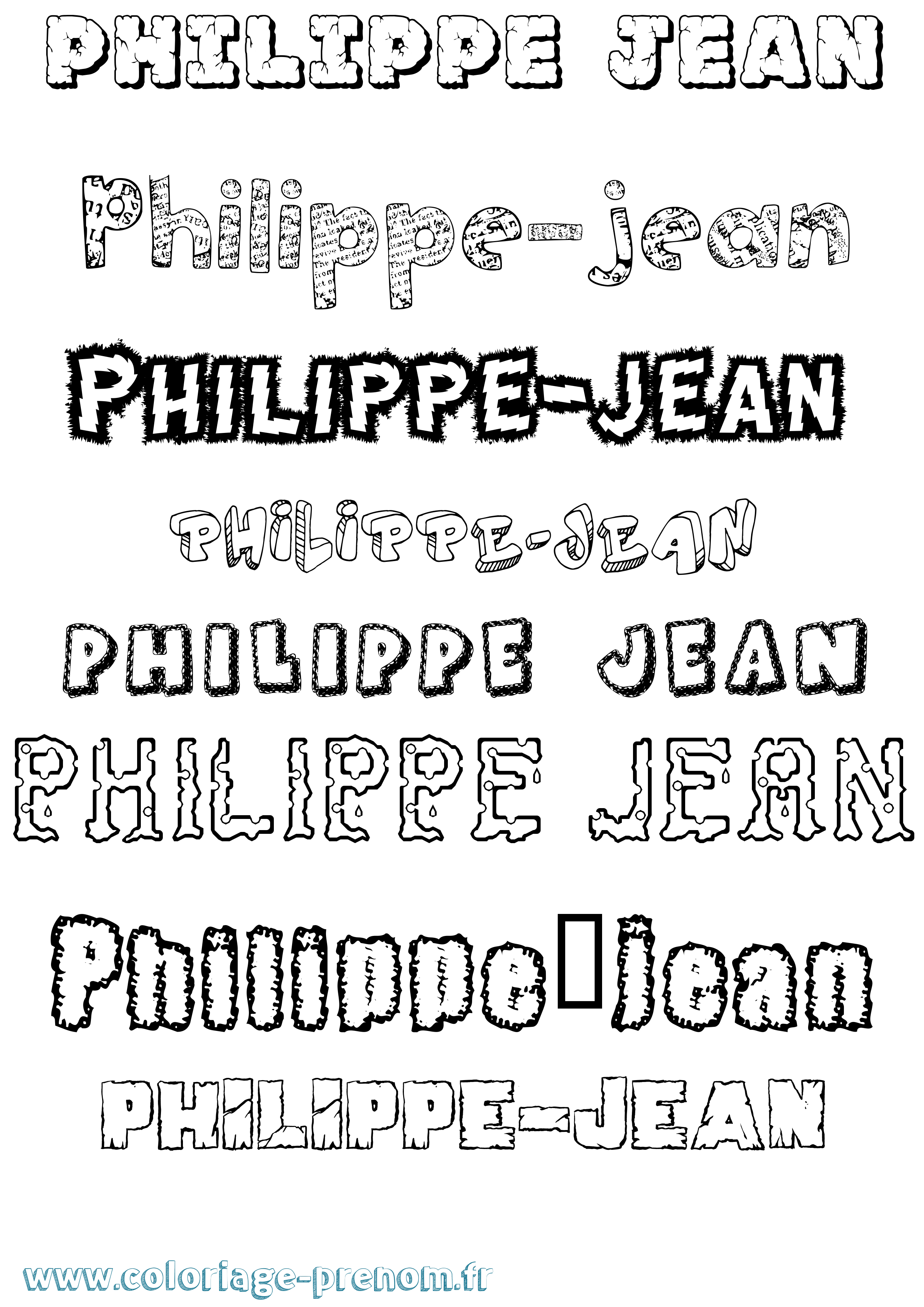 Coloriage prénom Philippe-Jean Destructuré