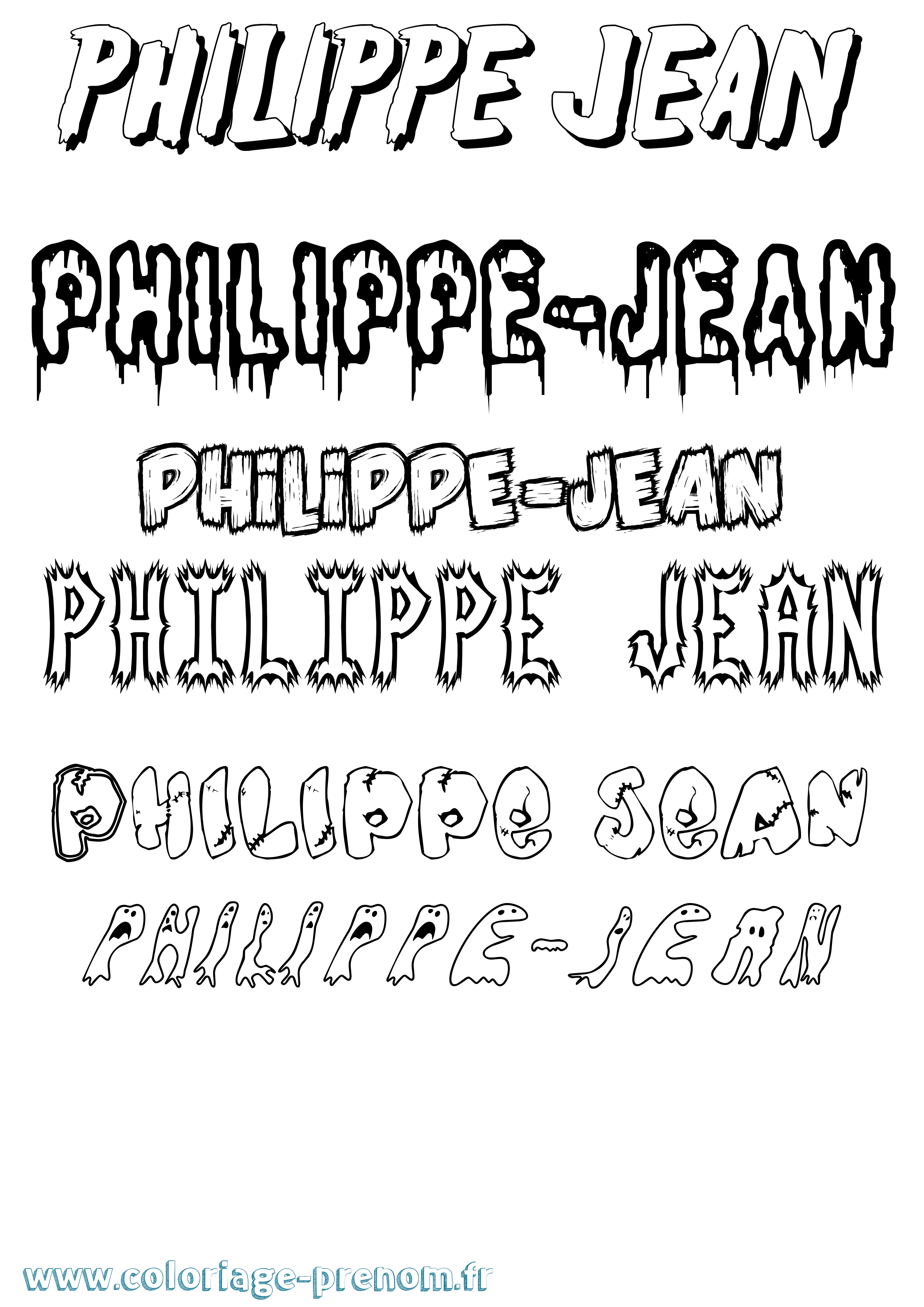 Coloriage prénom Philippe-Jean Frisson