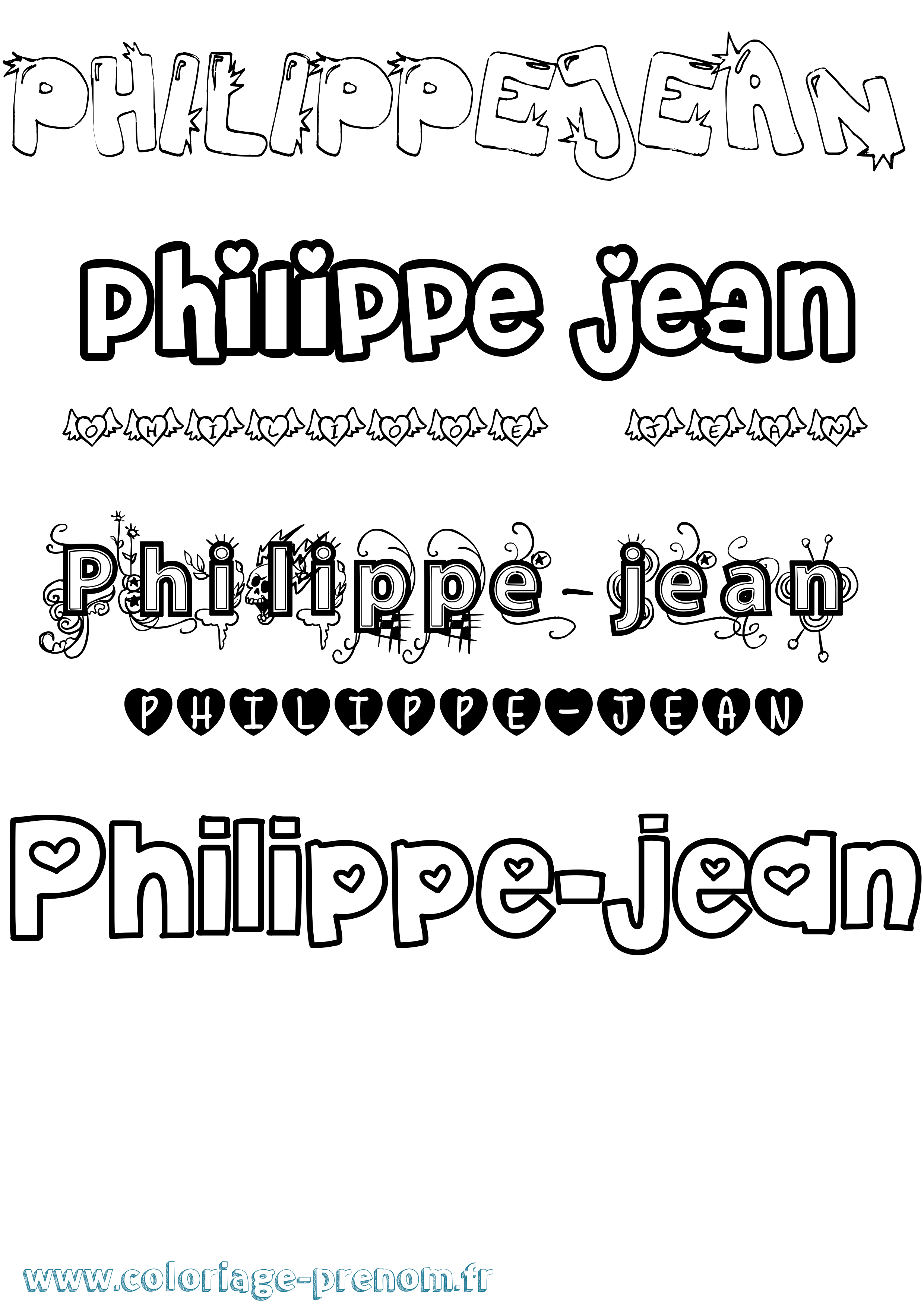 Coloriage prénom Philippe-Jean Girly