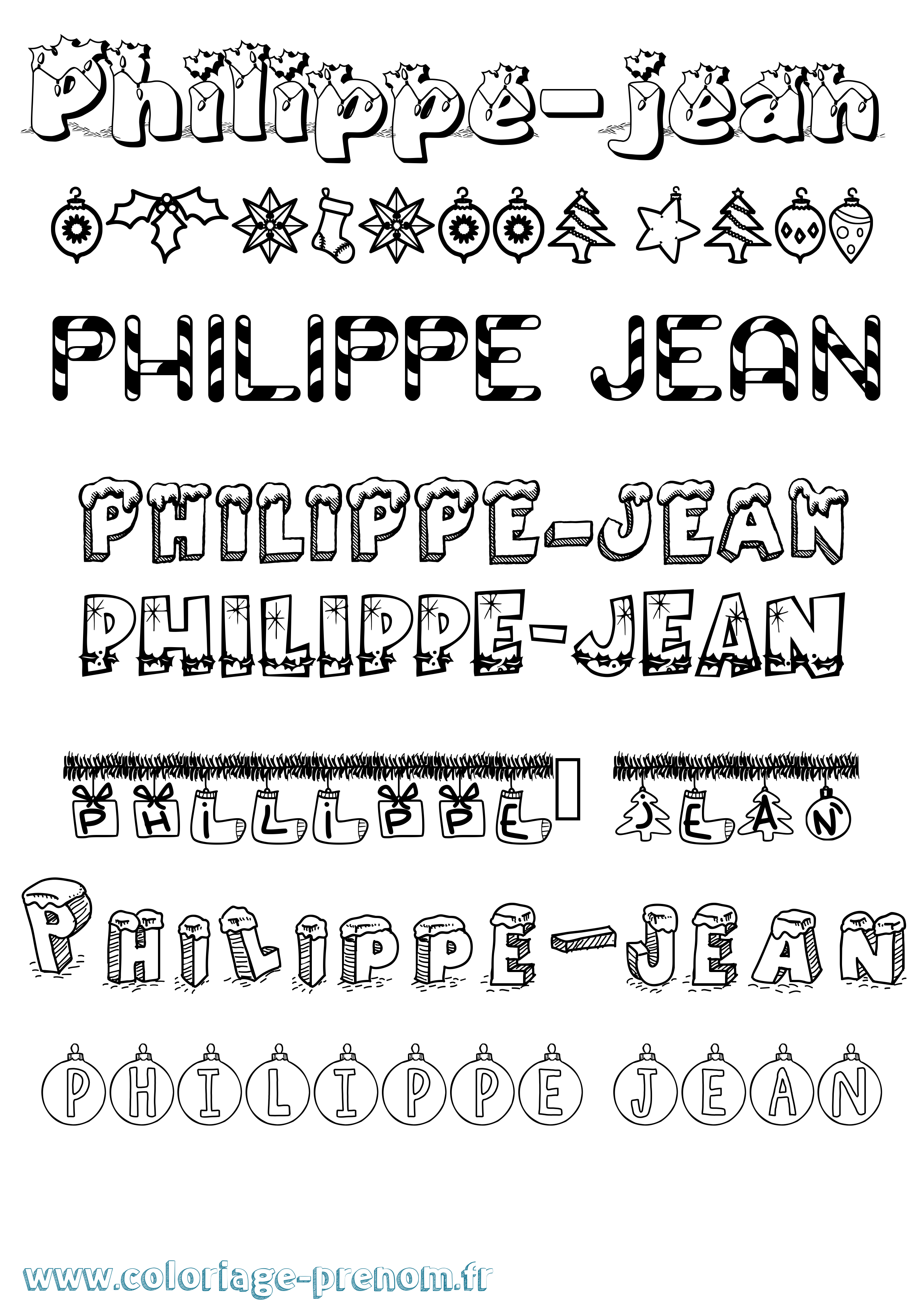 Coloriage prénom Philippe-Jean Noël