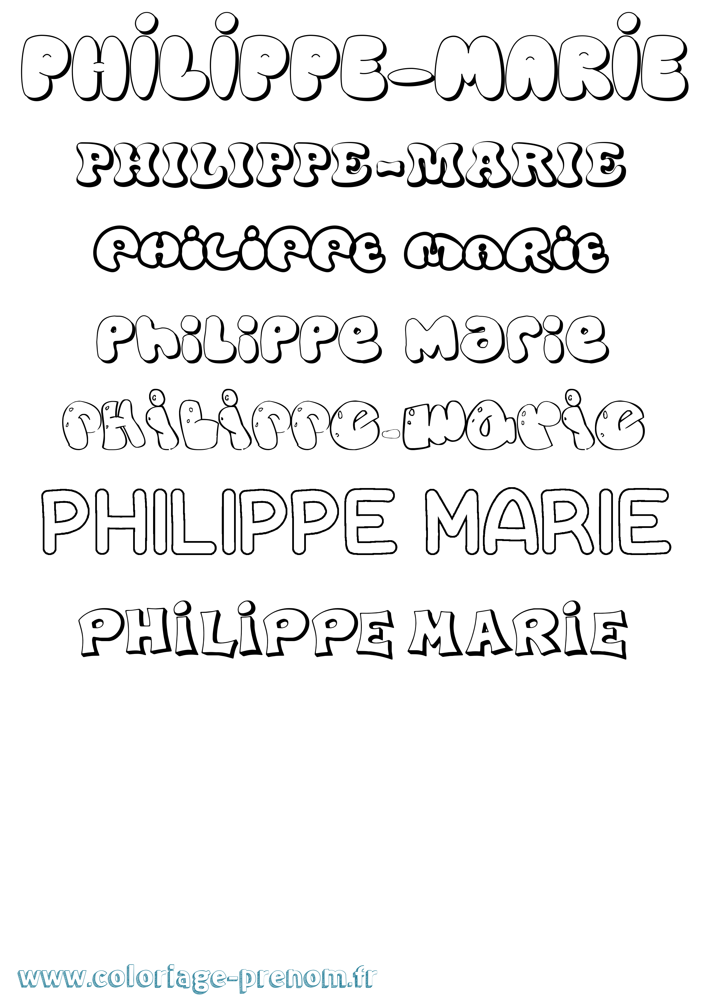 Coloriage prénom Philippe-Marie Bubble