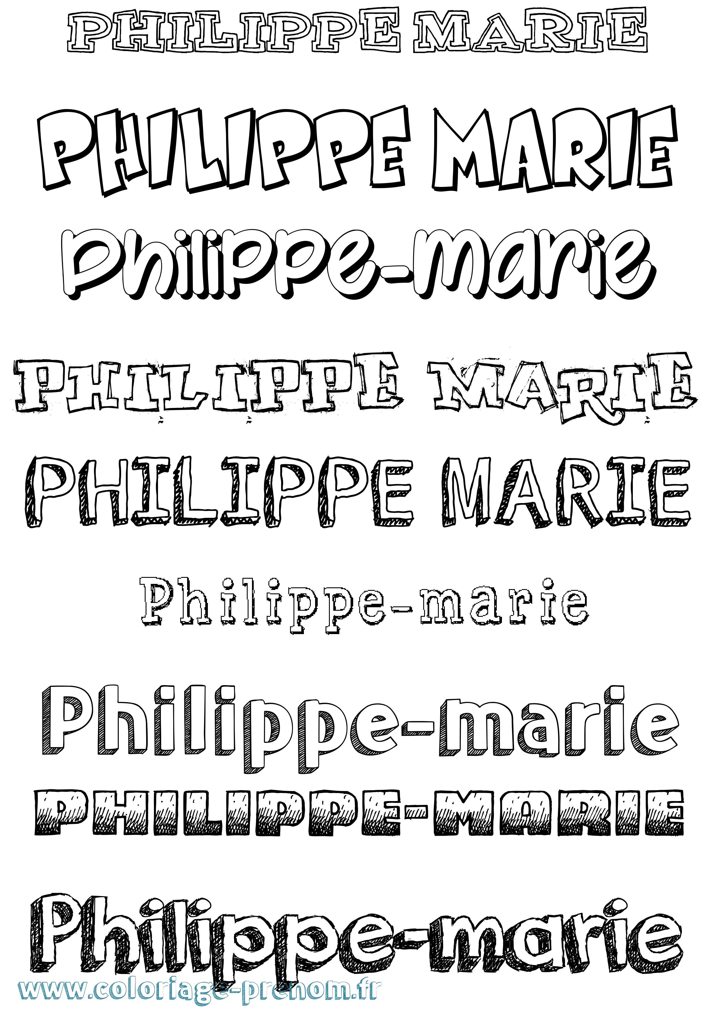 Coloriage prénom Philippe-Marie Dessiné