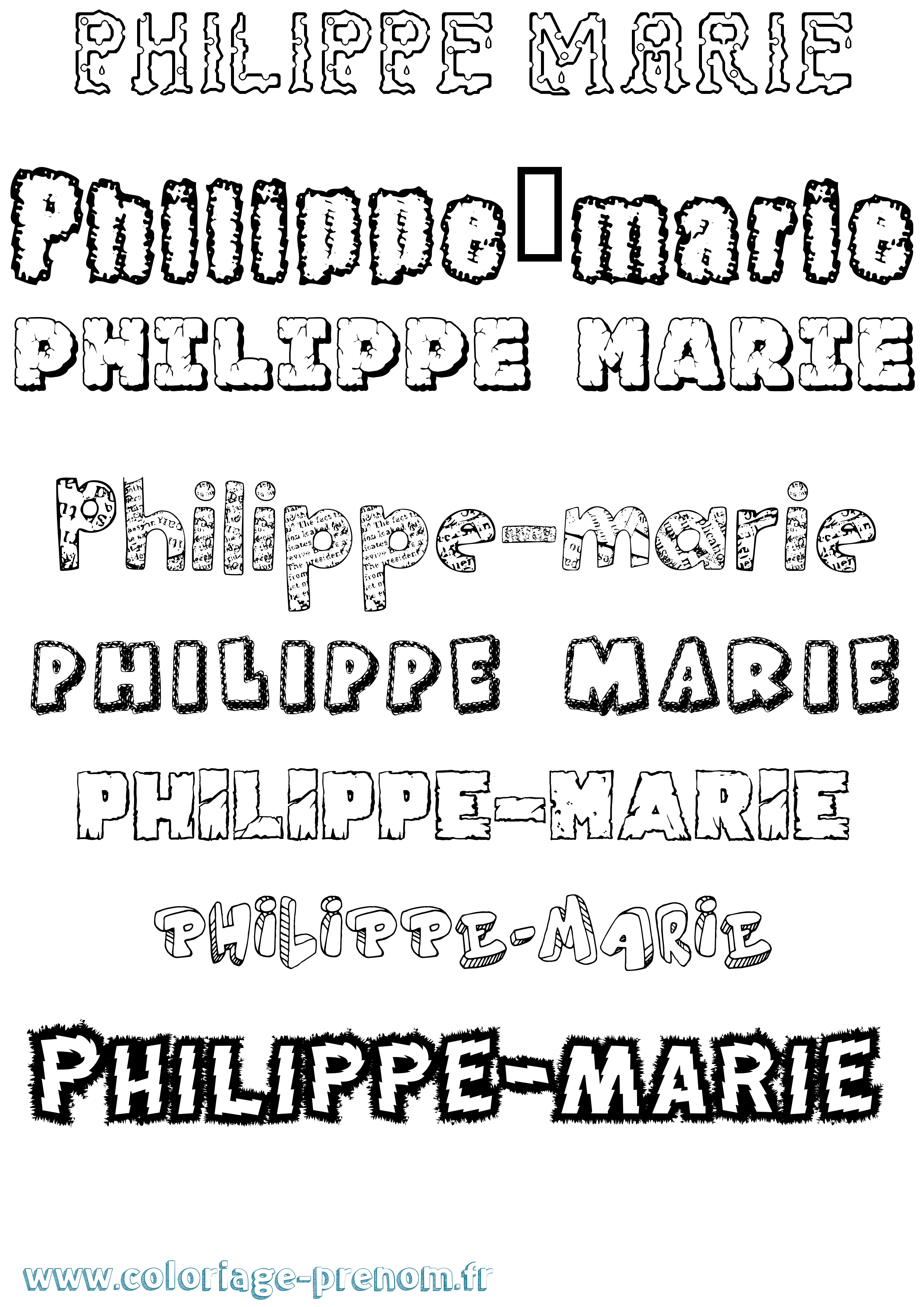 Coloriage prénom Philippe-Marie Destructuré
