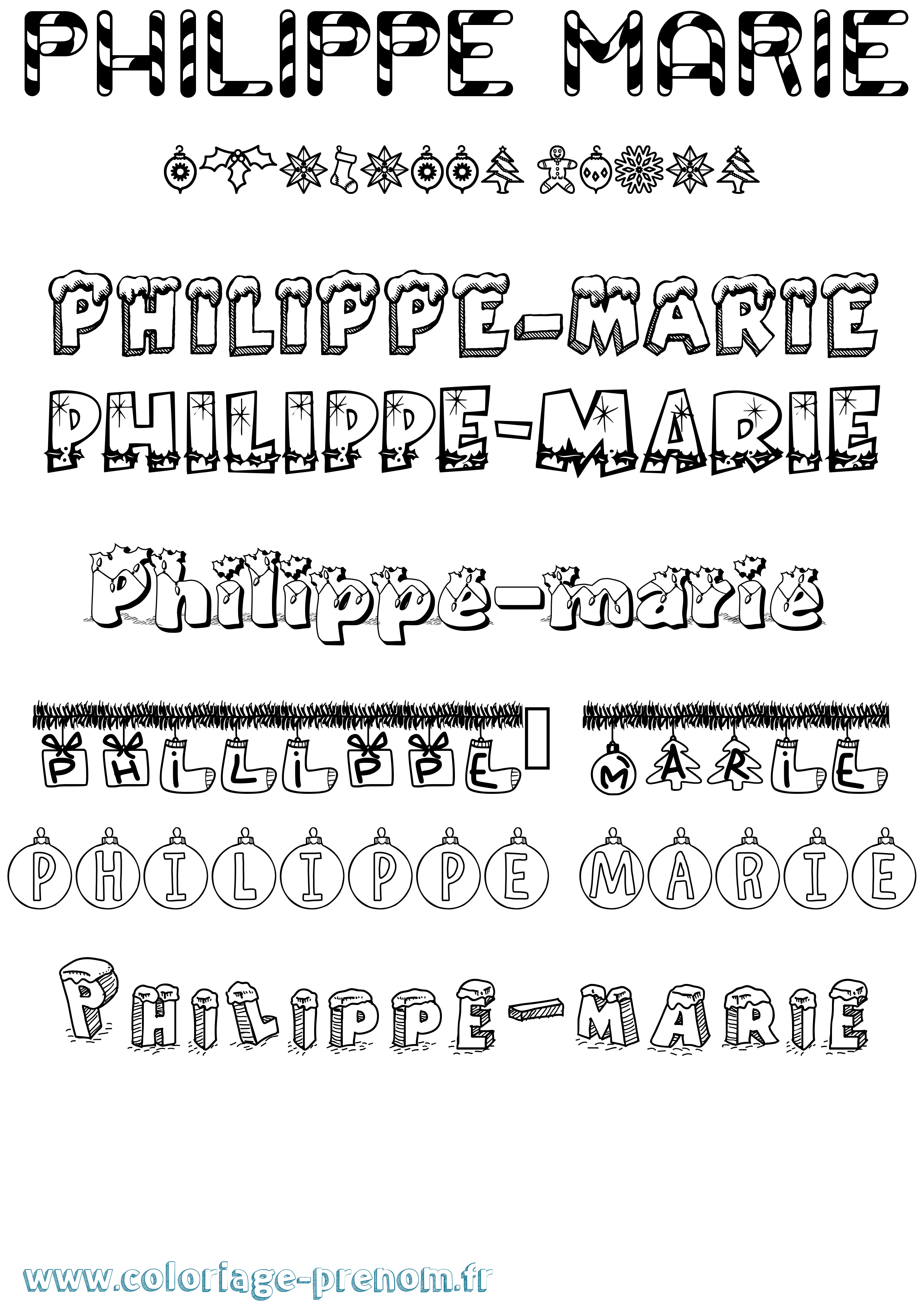 Coloriage prénom Philippe-Marie Noël