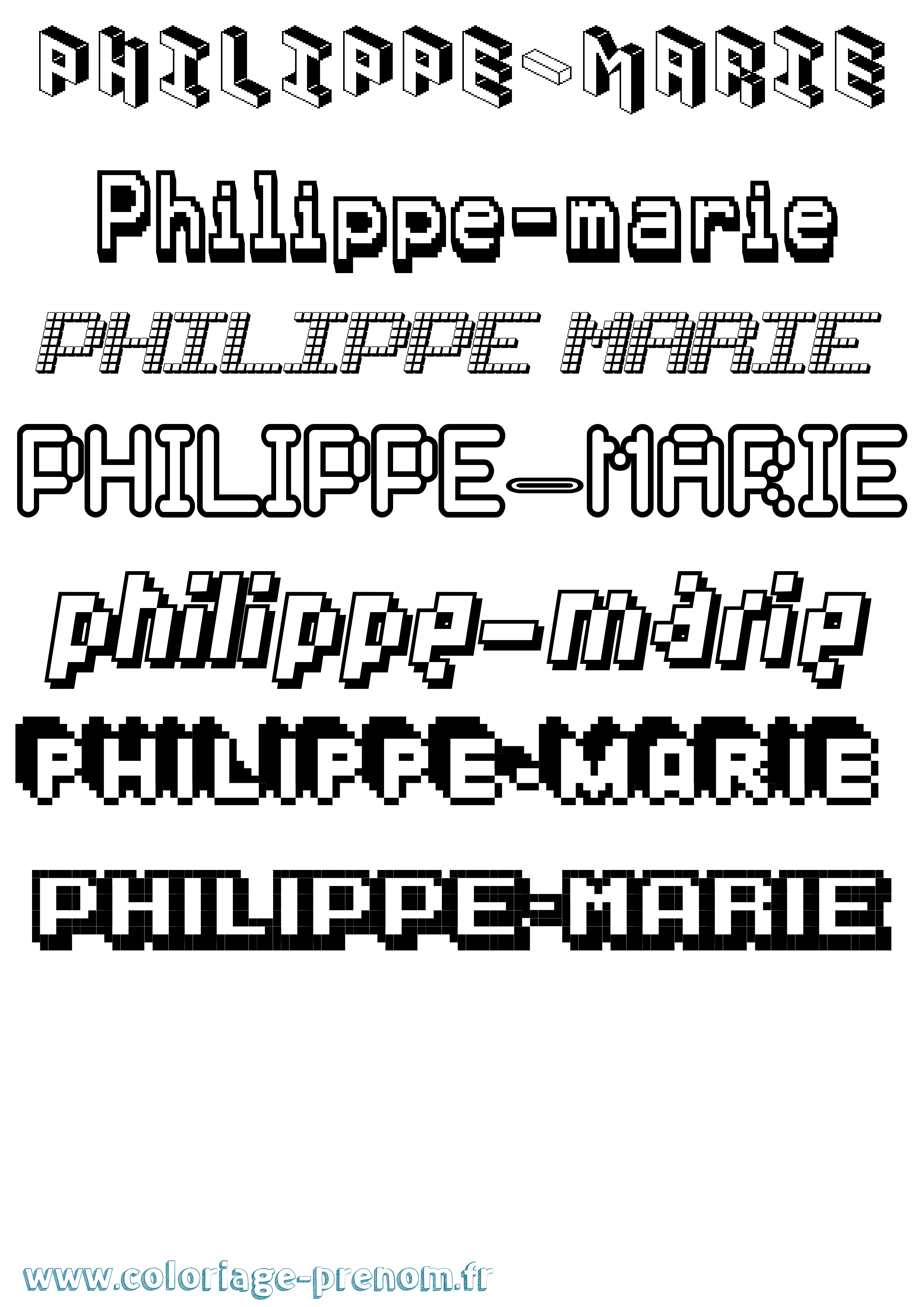 Coloriage prénom Philippe-Marie Pixel